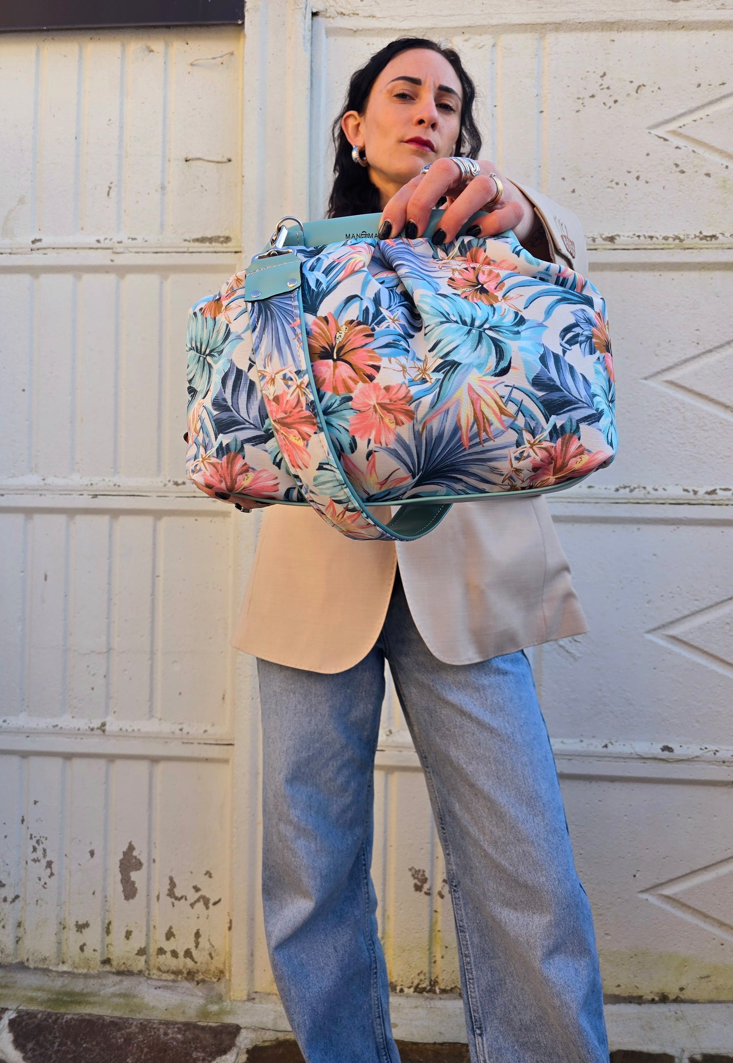 BORSA CLIC CLAC verde pastello / tropical
