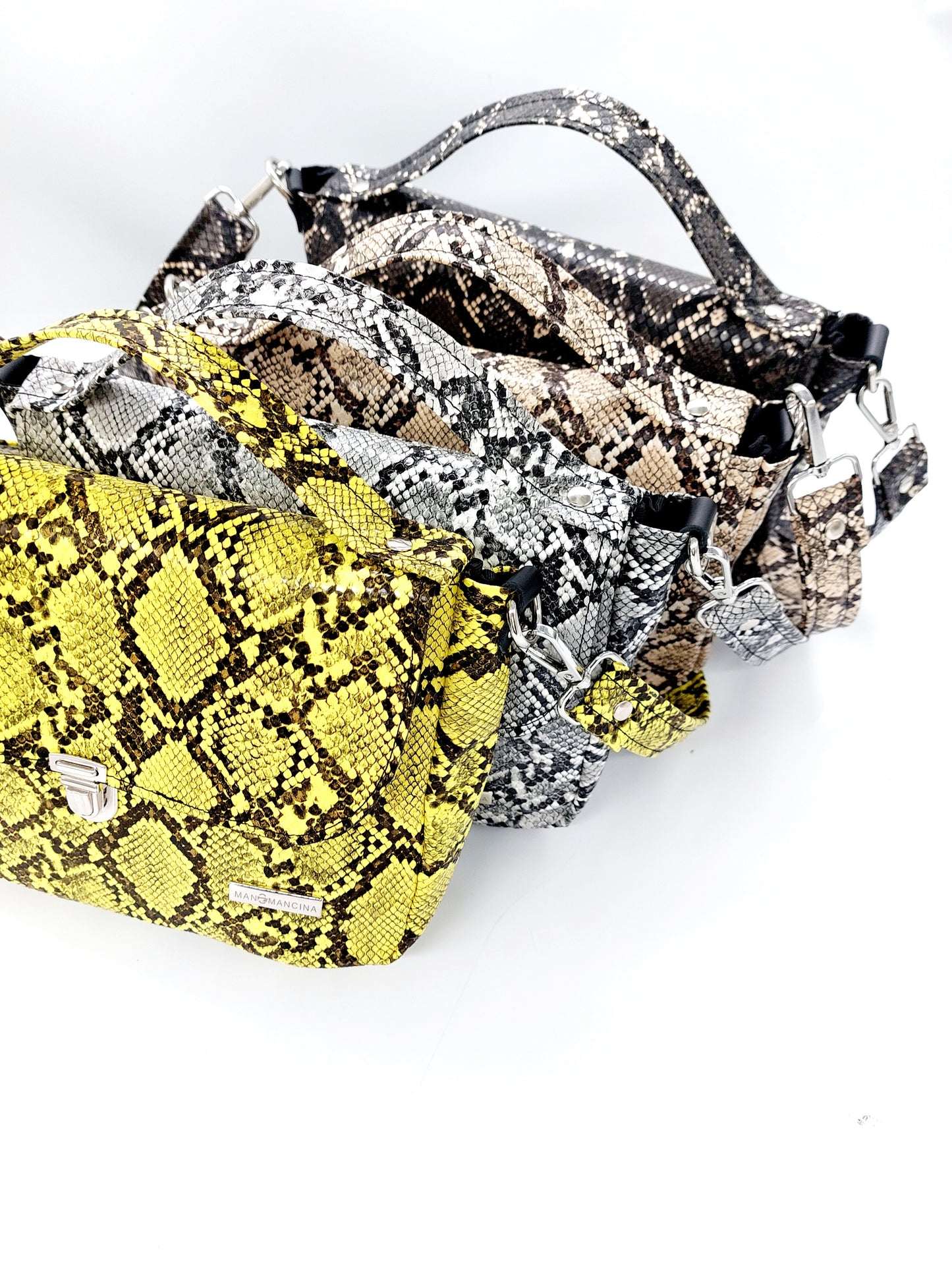 "DOTTY" VEGAN mini SIMILPELLE PITONE giallo