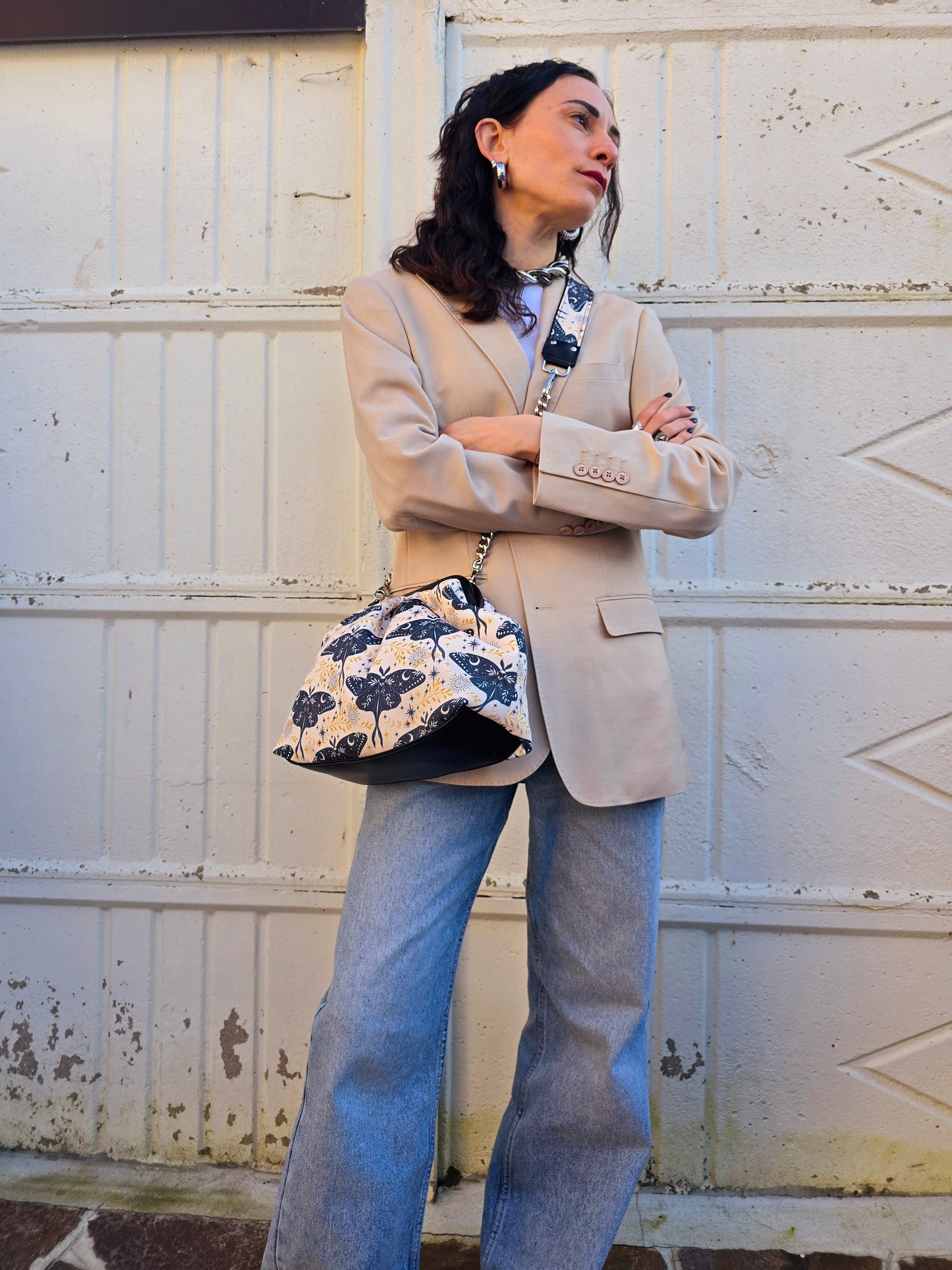 BORSA CLIC CLAC nero / butterfly beige