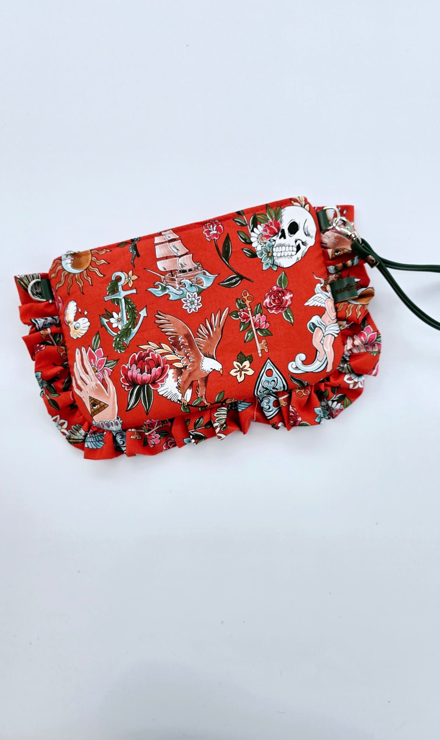 "MIRTA" pochette con rouches TELL TALE ROSSO