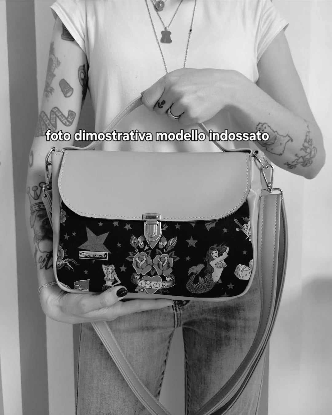 "DOTTY" VEGAN mini SIMILPELLE rosso/tattoo grigio