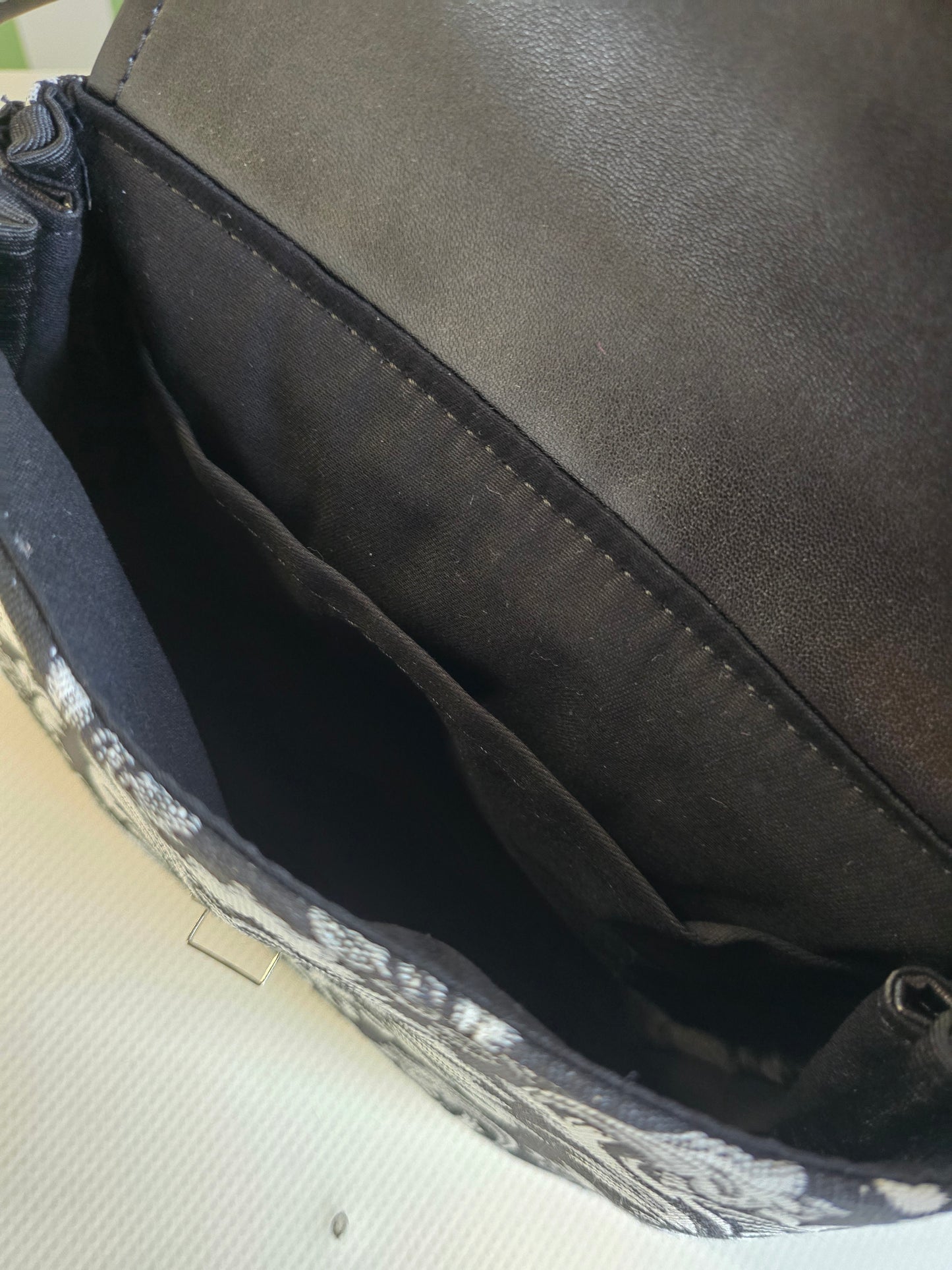 MARSUPIELLO large similsuede nero/toile de jouy