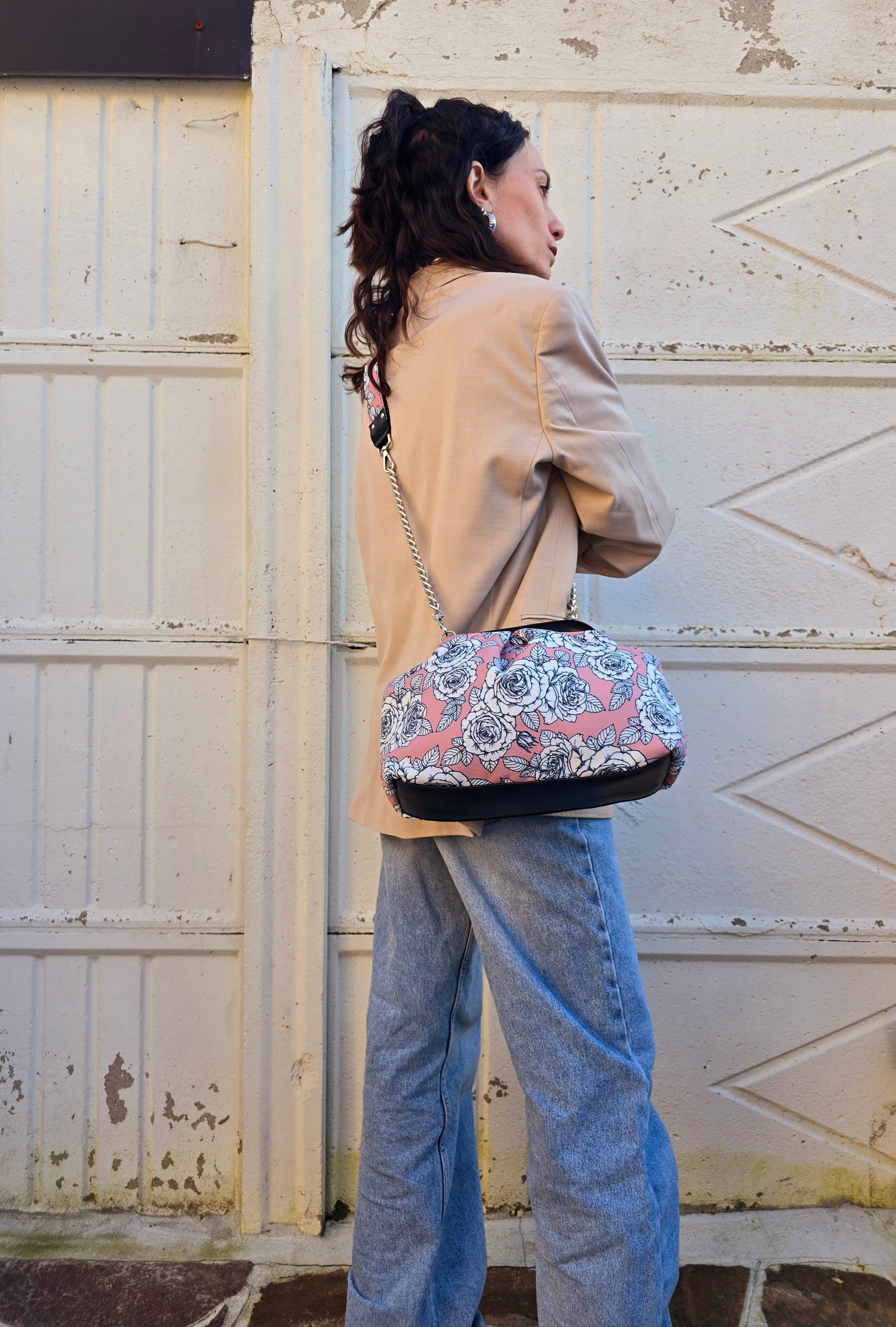BORSA CLIC CLAC nero / rose