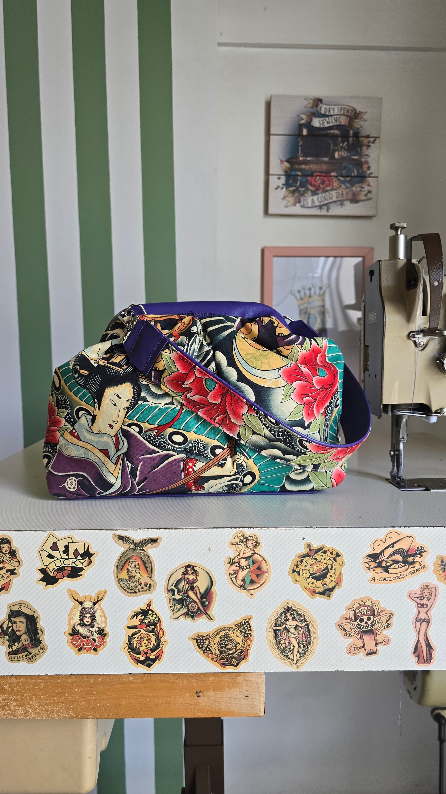 BORSA CLIC CLAC viola / japan multicolor