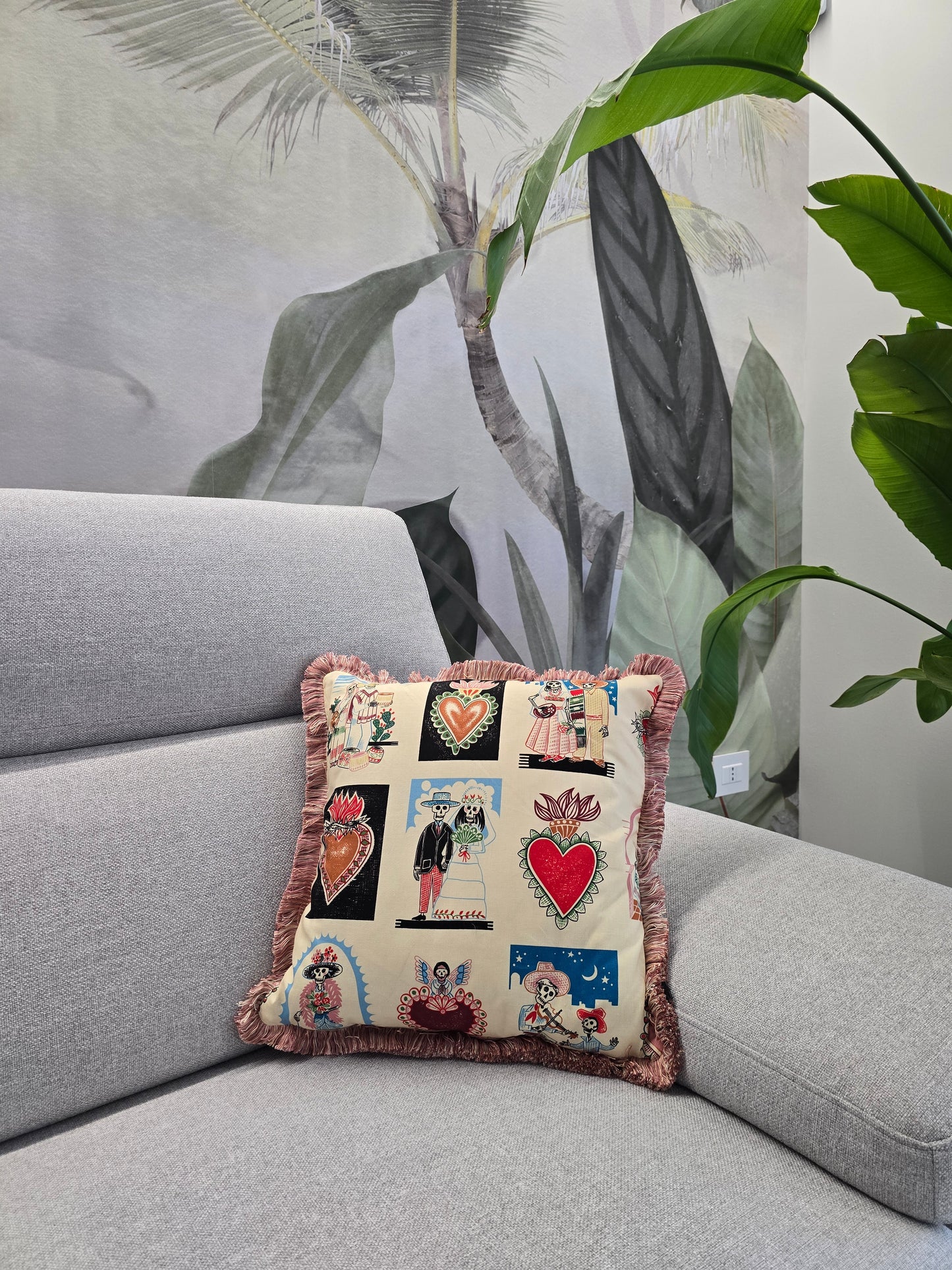 CUSCINO ex voto beige con frange
