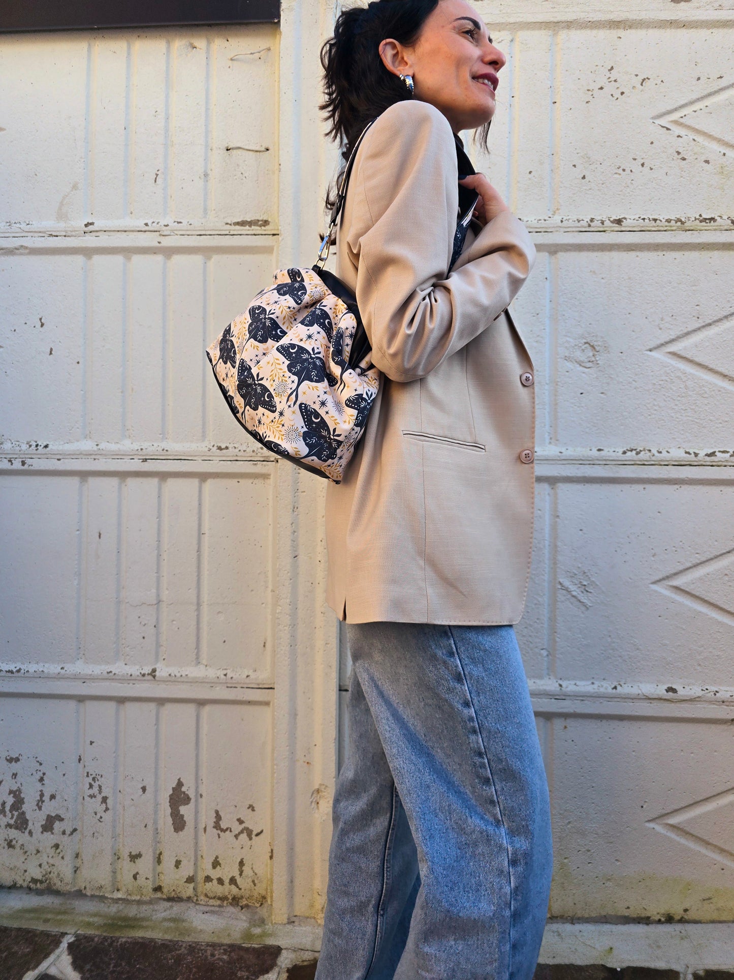 BORSA CLIC CLAC nero / butterfly beige