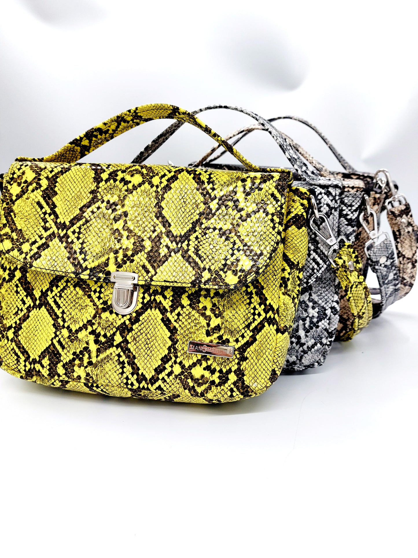 "DOTTY" VEGAN mini SIMILPELLE PITONE giallo