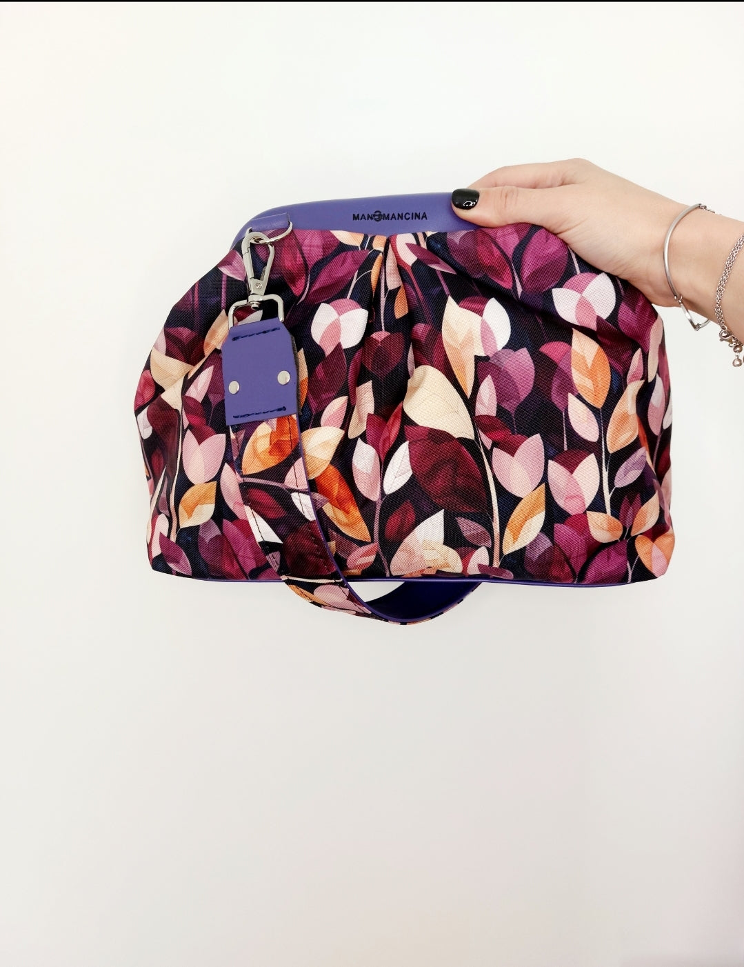 BORSA CLIC CLAC viola / foglie