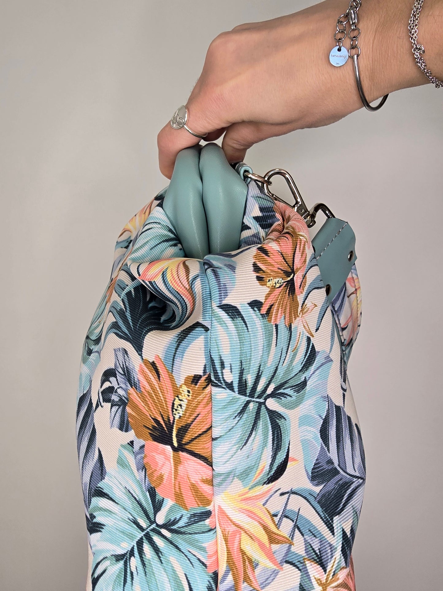 BORSA CLIC CLAC verde pastello / tropical