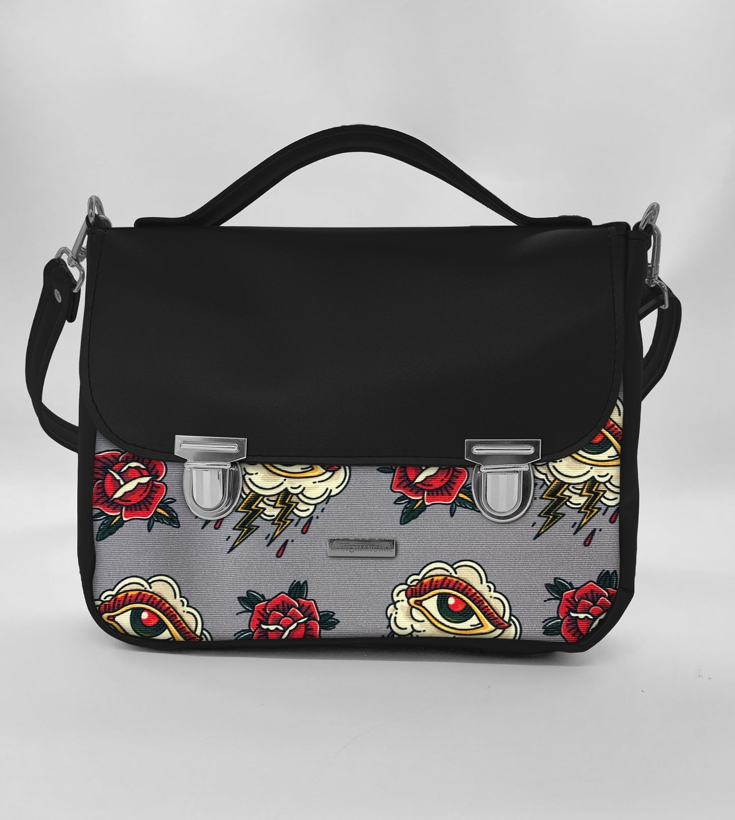 "DOTTY" VEGAN maxi SIMILPELLE nero / tattoo grigio