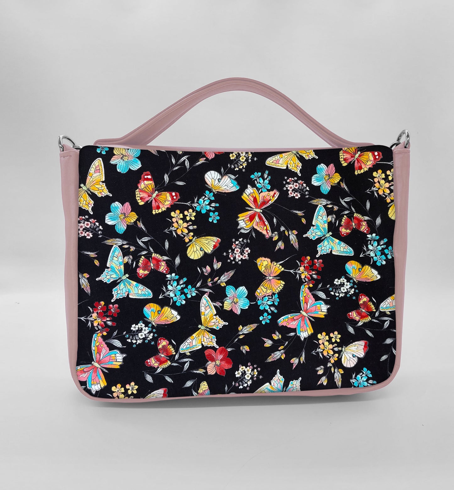 "DOTTY" VEGAN midi SIMILPELLE rosa antico/farfalle