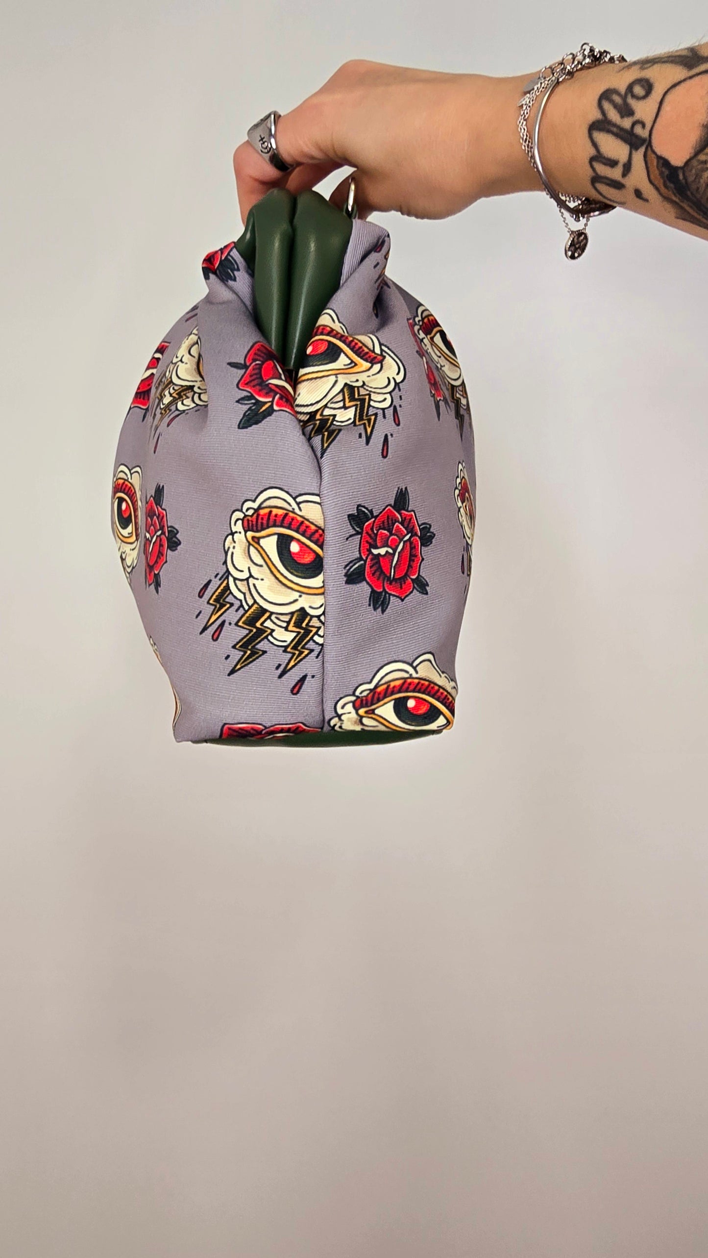 BORSA CLIC CLAC verde / tatto grigio