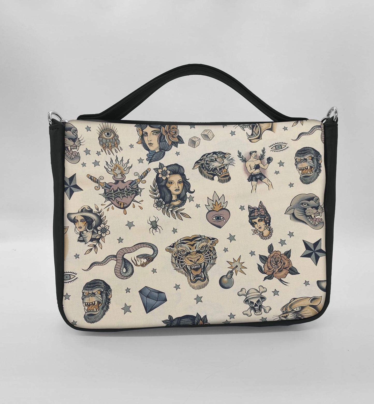 "DOTTY" VEGAN midi SIMILPELLE nero/tattoo beige