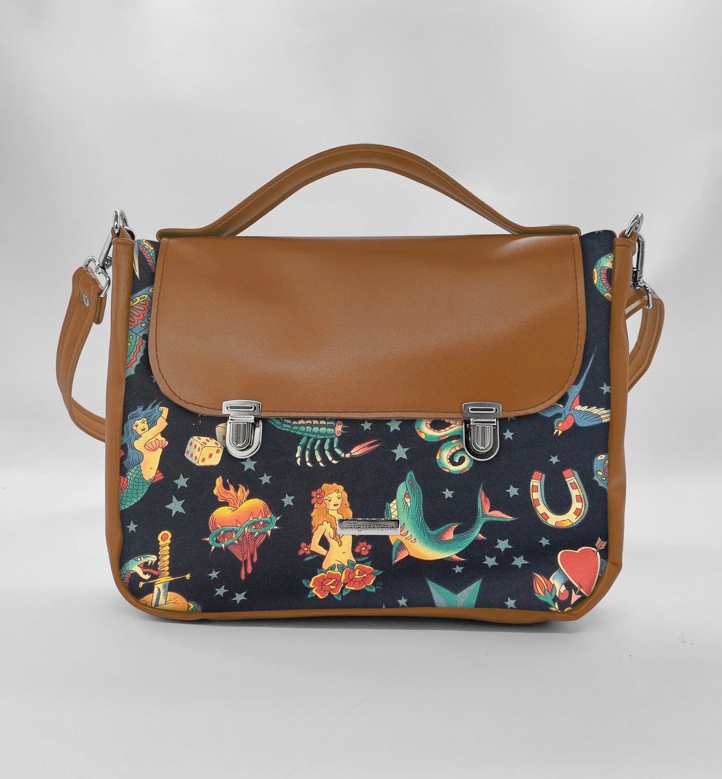 "DOTTY" VEGAN midi SIMILPELLE cuoio/tattoo one