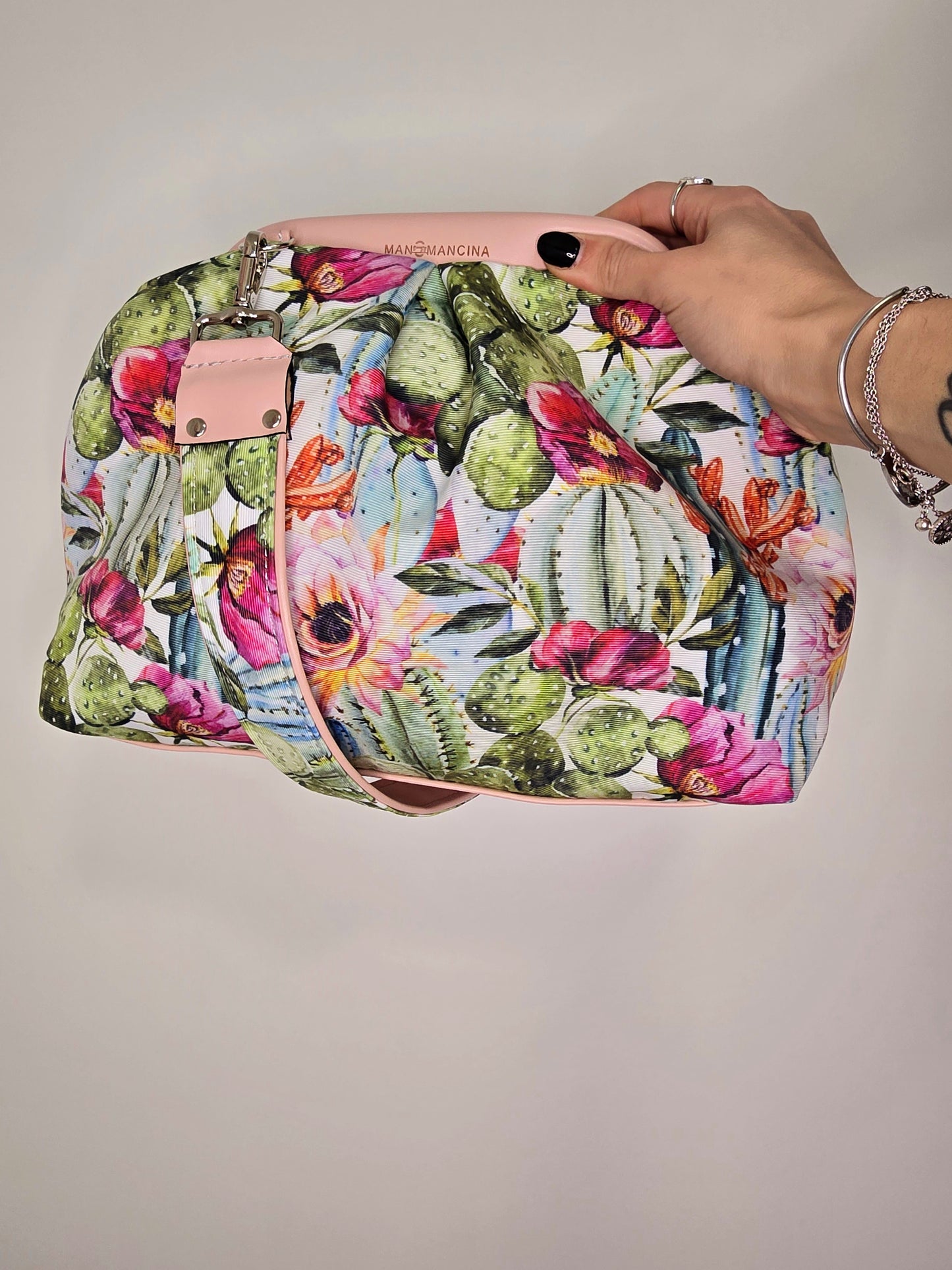 BORSA CLIC CLAC rosa cipria / cactus
