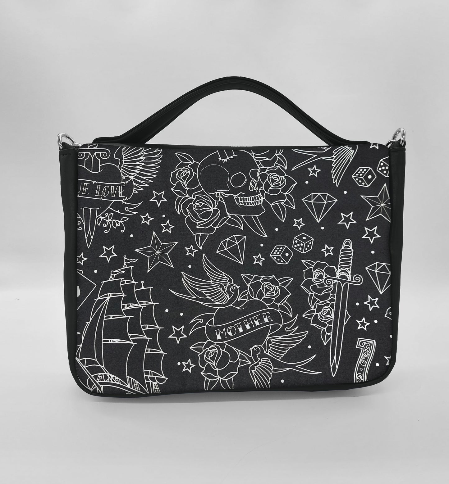 "DOTTY" VEGAN midi SIMILPELLE nero/tattoo black