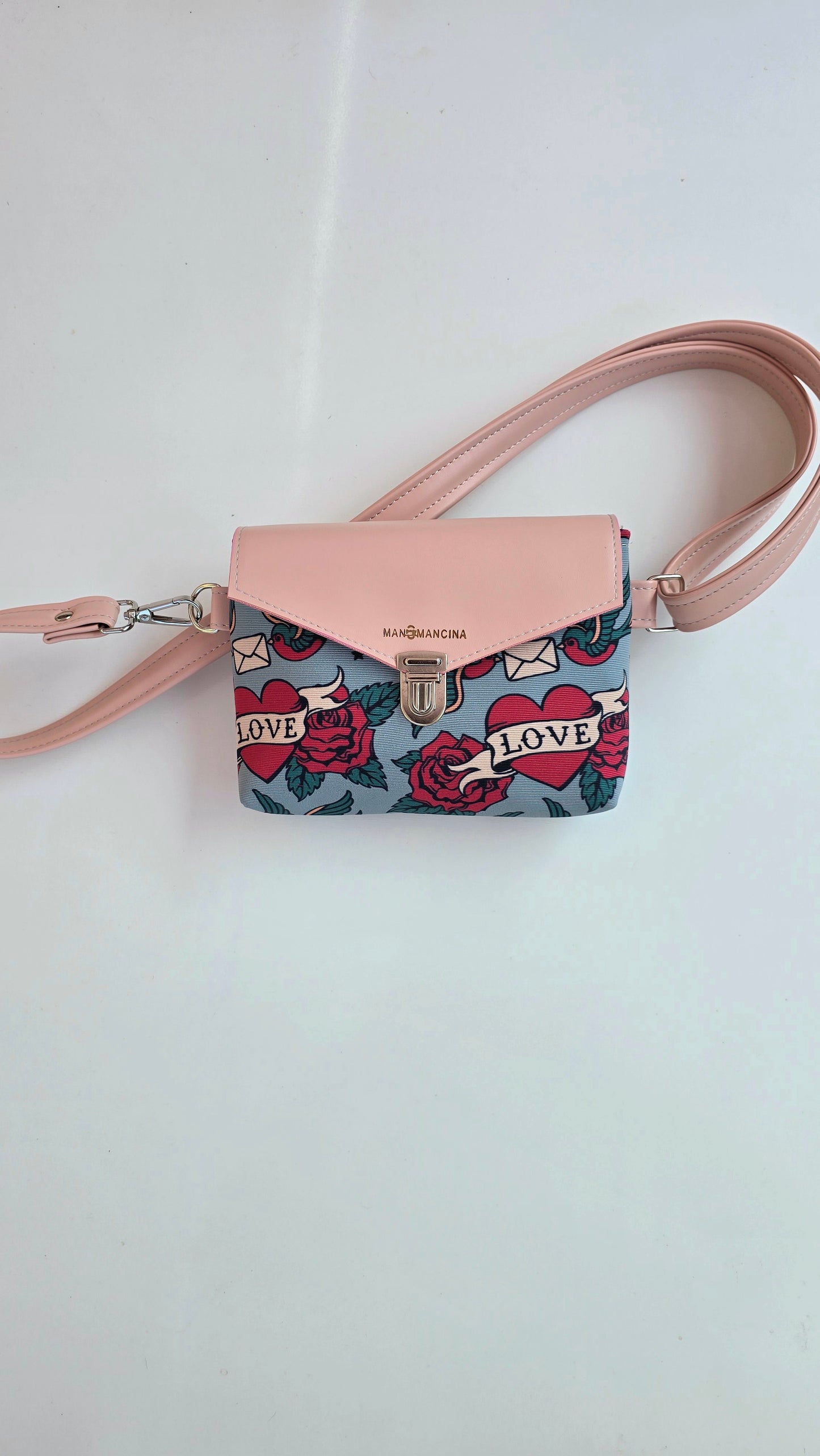 MARSUPIELLO rosa pastello/rondini love