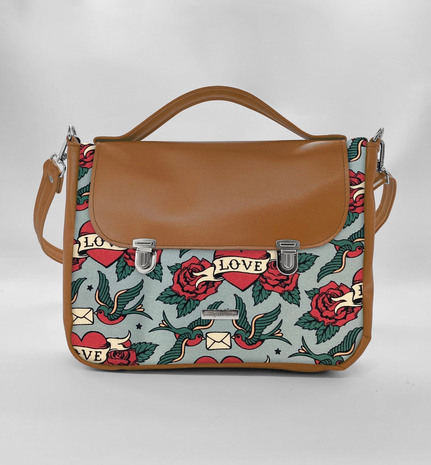 "DOTTY" VEGAN midi SIMILPELLE cuoio/rondini love
