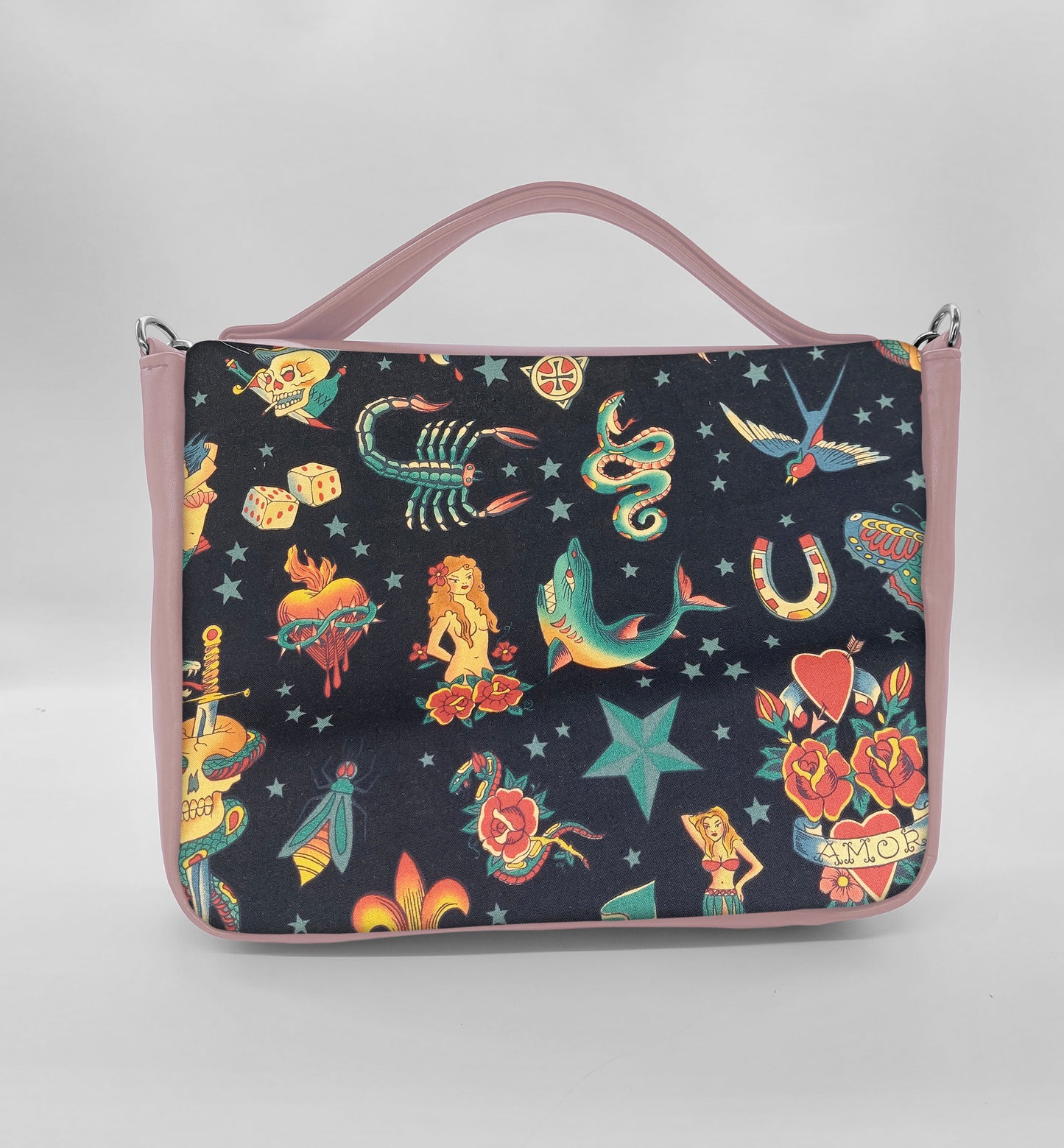 "DOTTY" VEGAN midi SIMILPELLE rosa antico/tattoo one