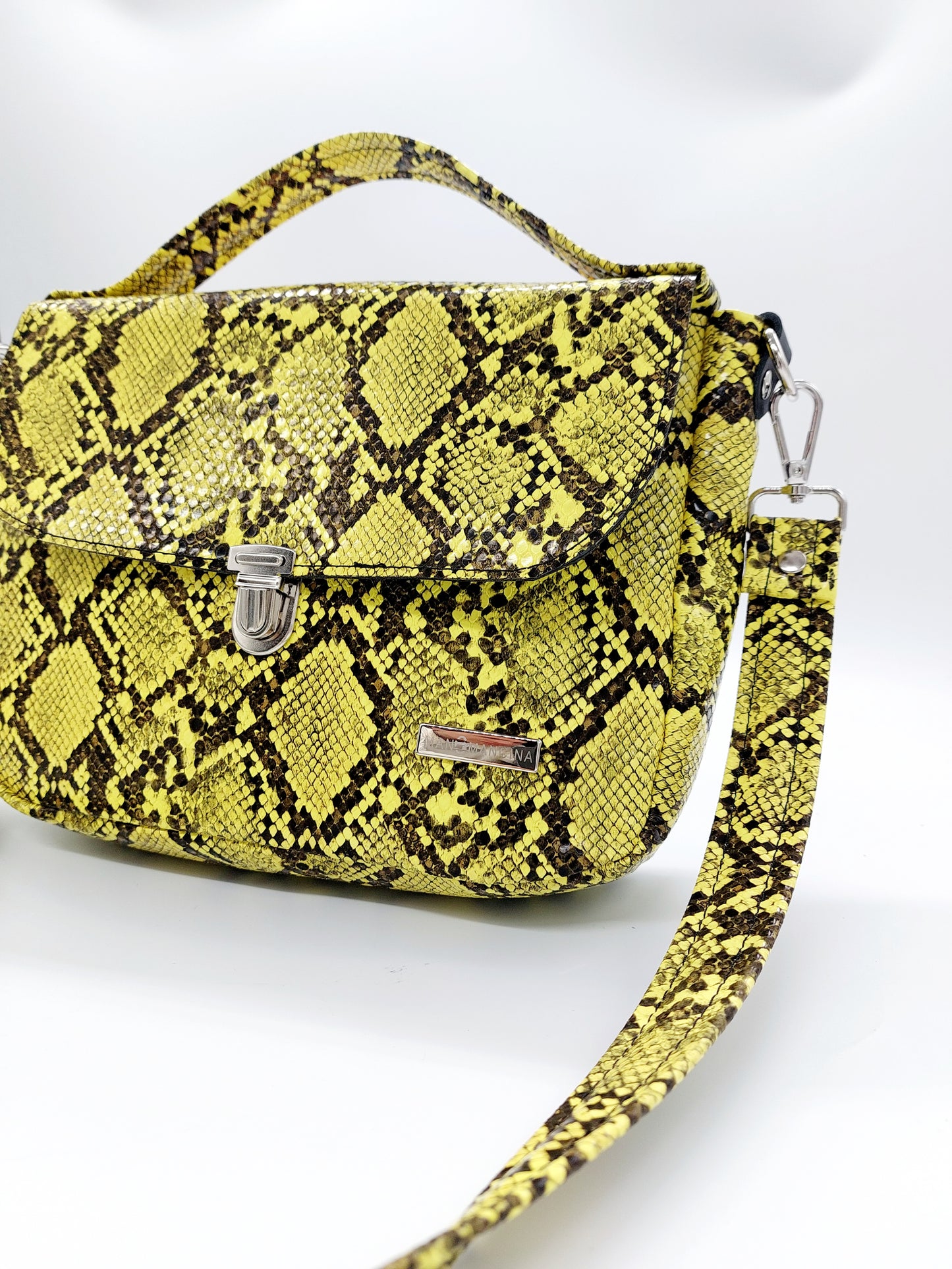 "DOTTY" VEGAN mini SIMILPELLE PITONE giallo