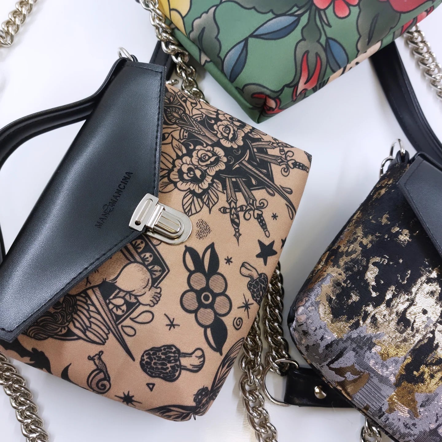 BORSETTA nero/tattoo camel