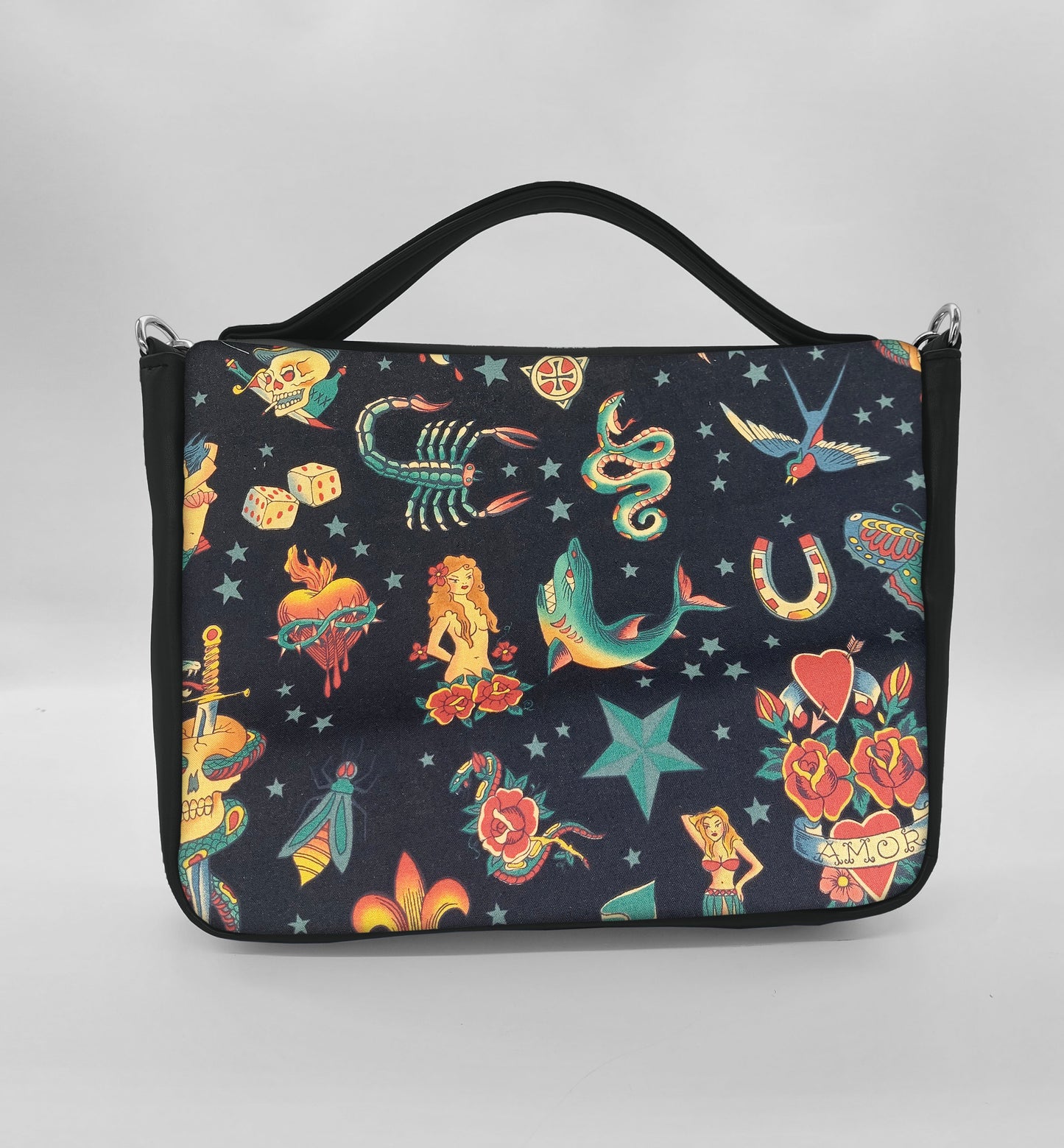 "DOTTY" VEGAN midi SIMILPELLE nero/tattoo one