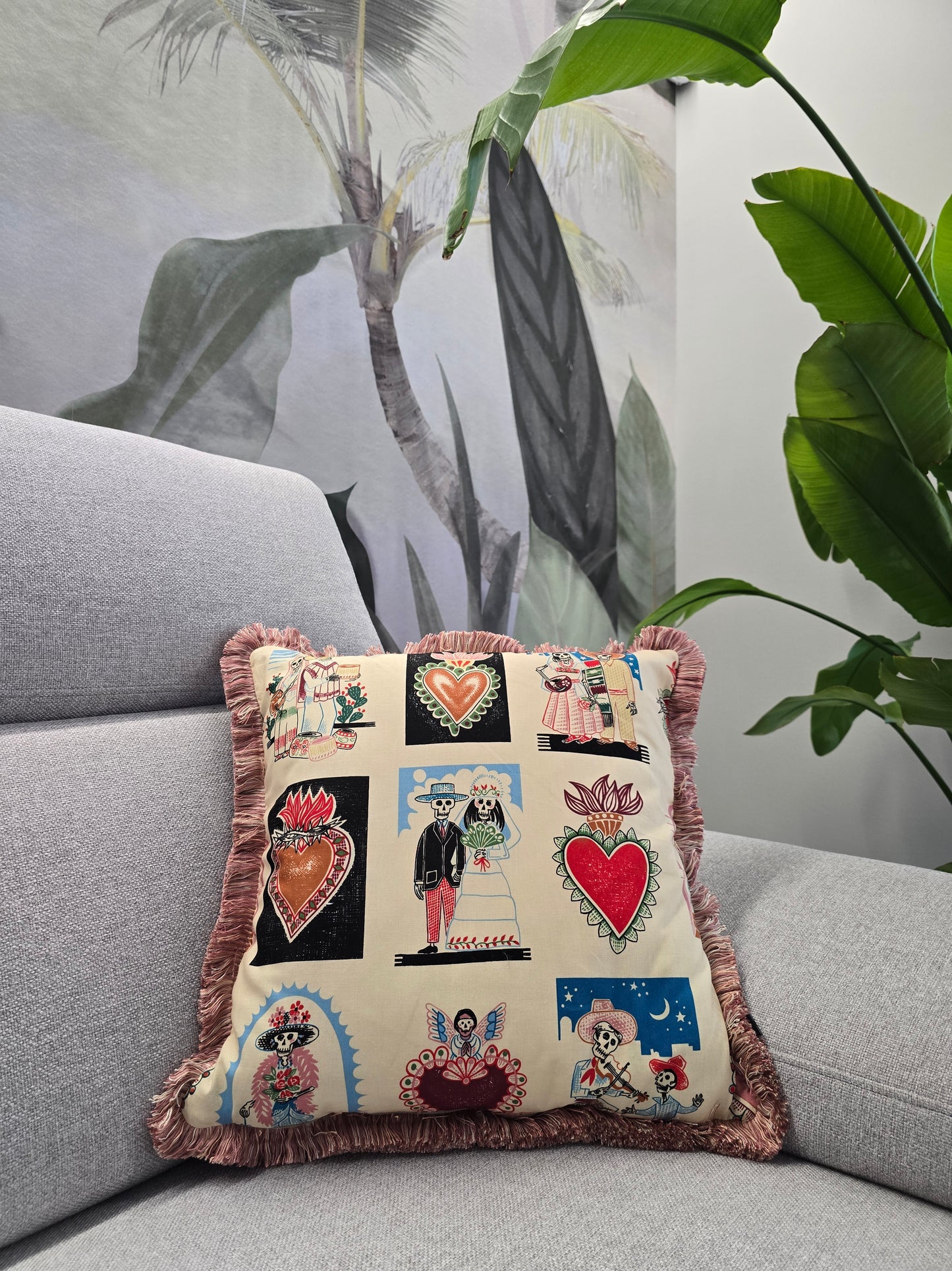 CUSCINO ex voto beige con frange