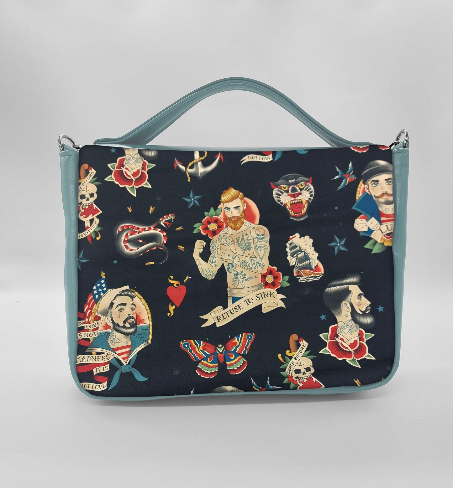 "DOTTY" VEGAN midi SIMILPELLE verde pastello/ sailor