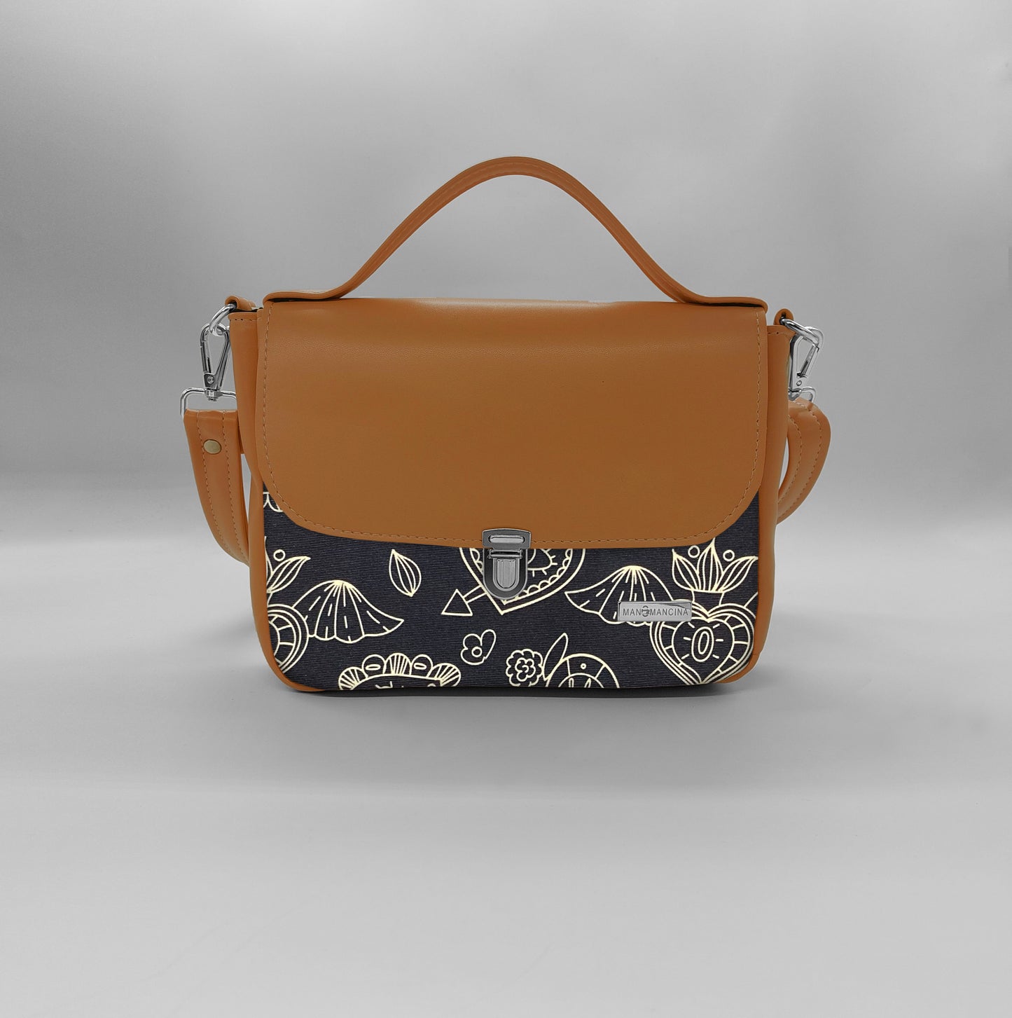 "DOTTY" VEGAN mini SIMILPELLE cuoio / ex voto nero