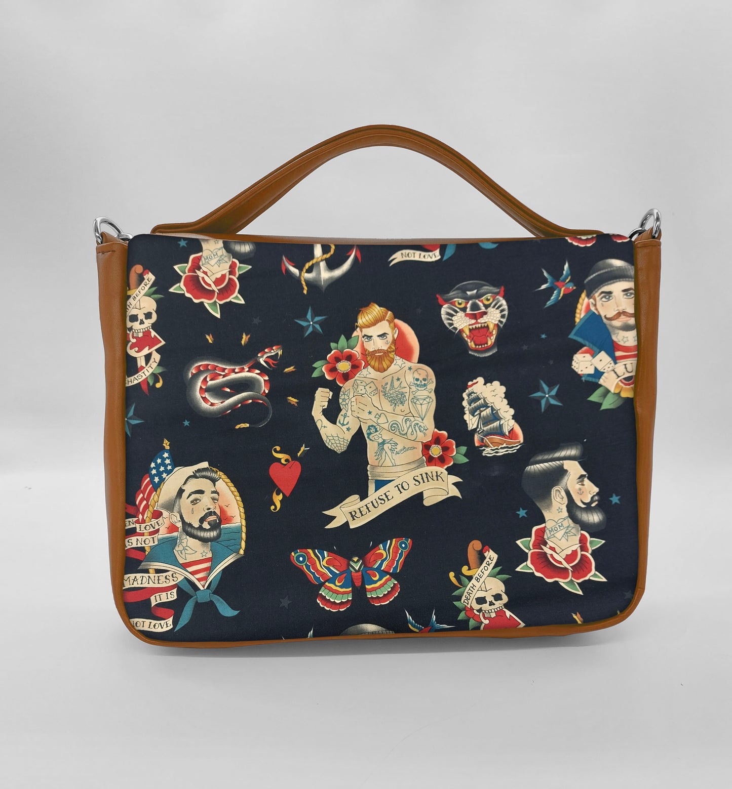 "DOTTY" VEGAN midi SIMILPELLE cuoio/sailor