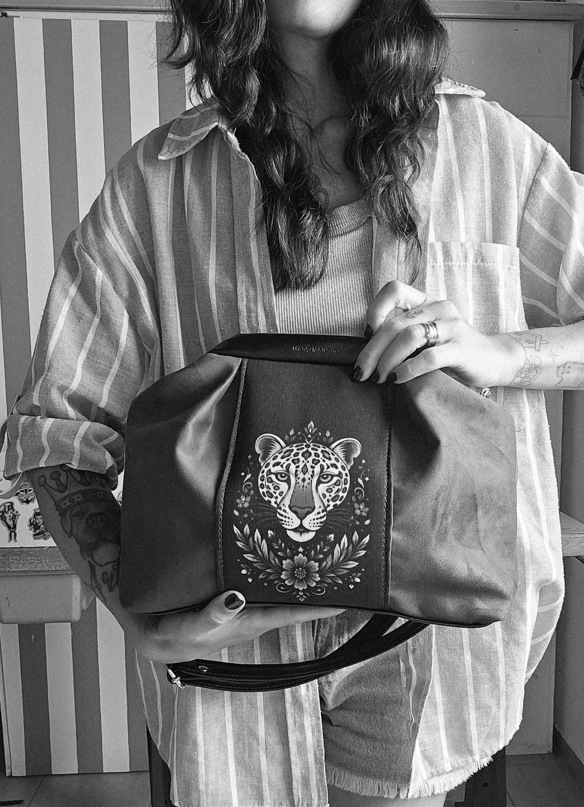 CLIC CLAC similsuede caffe/nero/rouches stampa animal