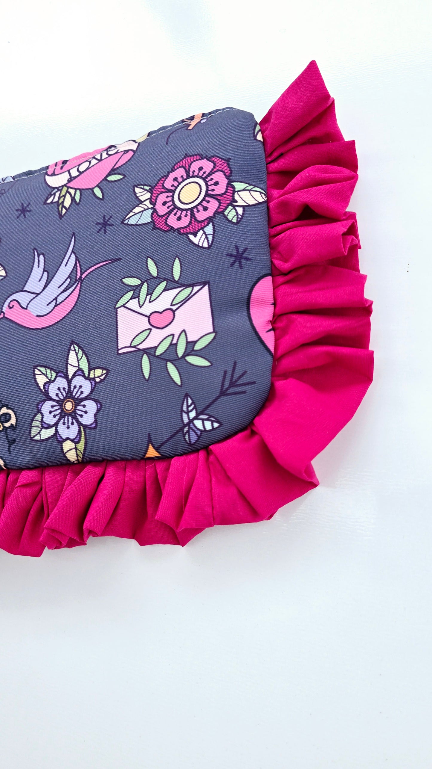 "MIRTA" pochette con rouches LOVE PINK