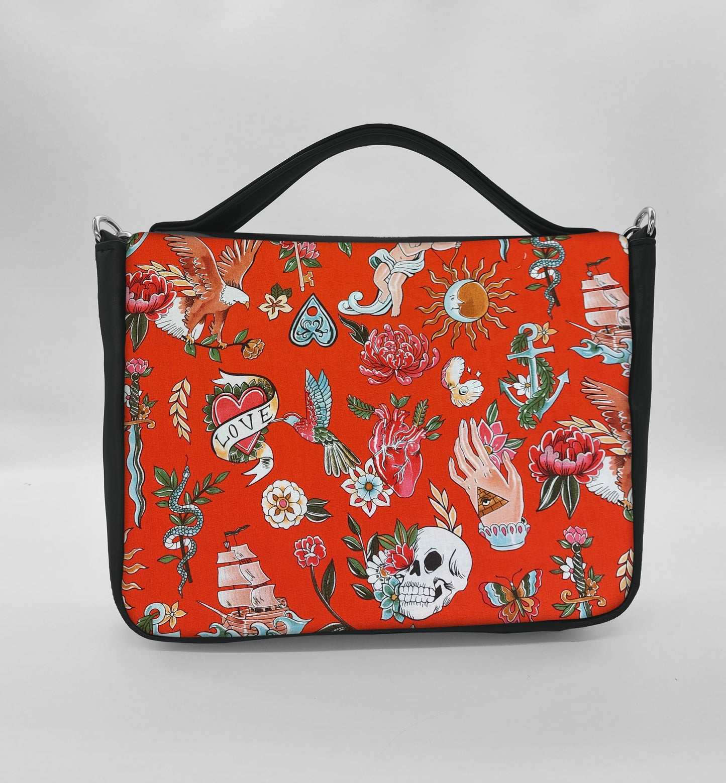 "DOTTY" VEGAN midi SIMILPELLE nero/tall tale rosso
