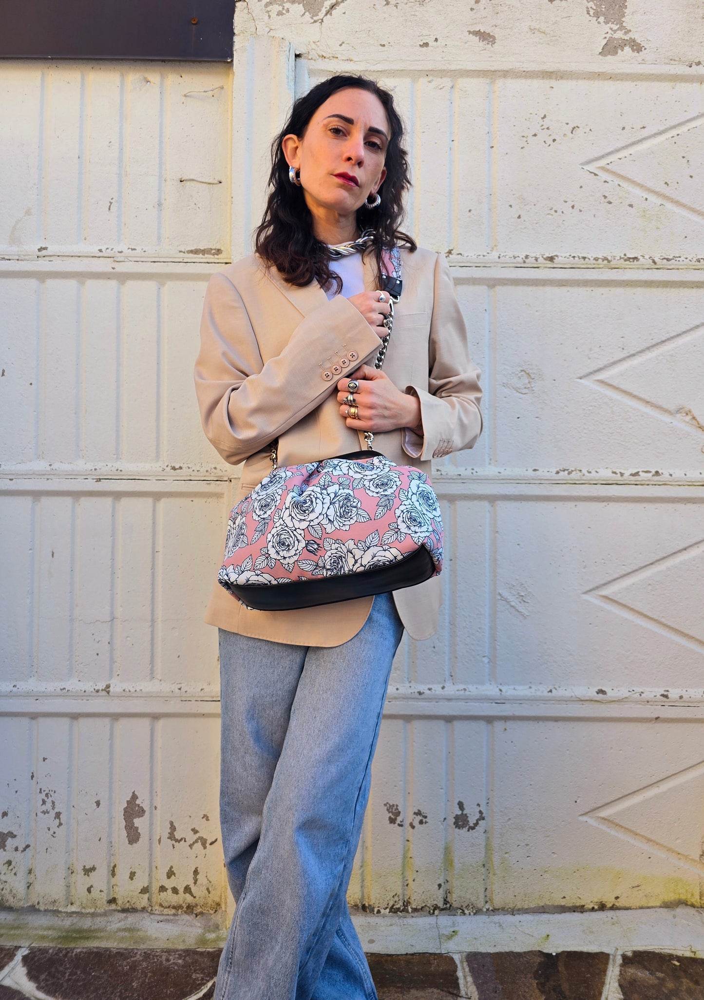 BORSA CLIC CLAC nero / rose