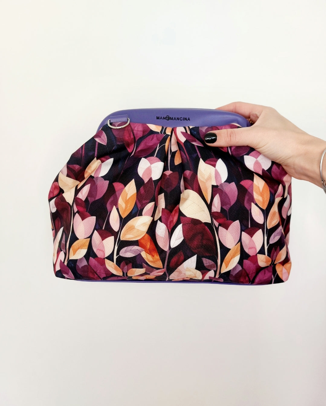 BORSA CLIC CLAC viola / foglie