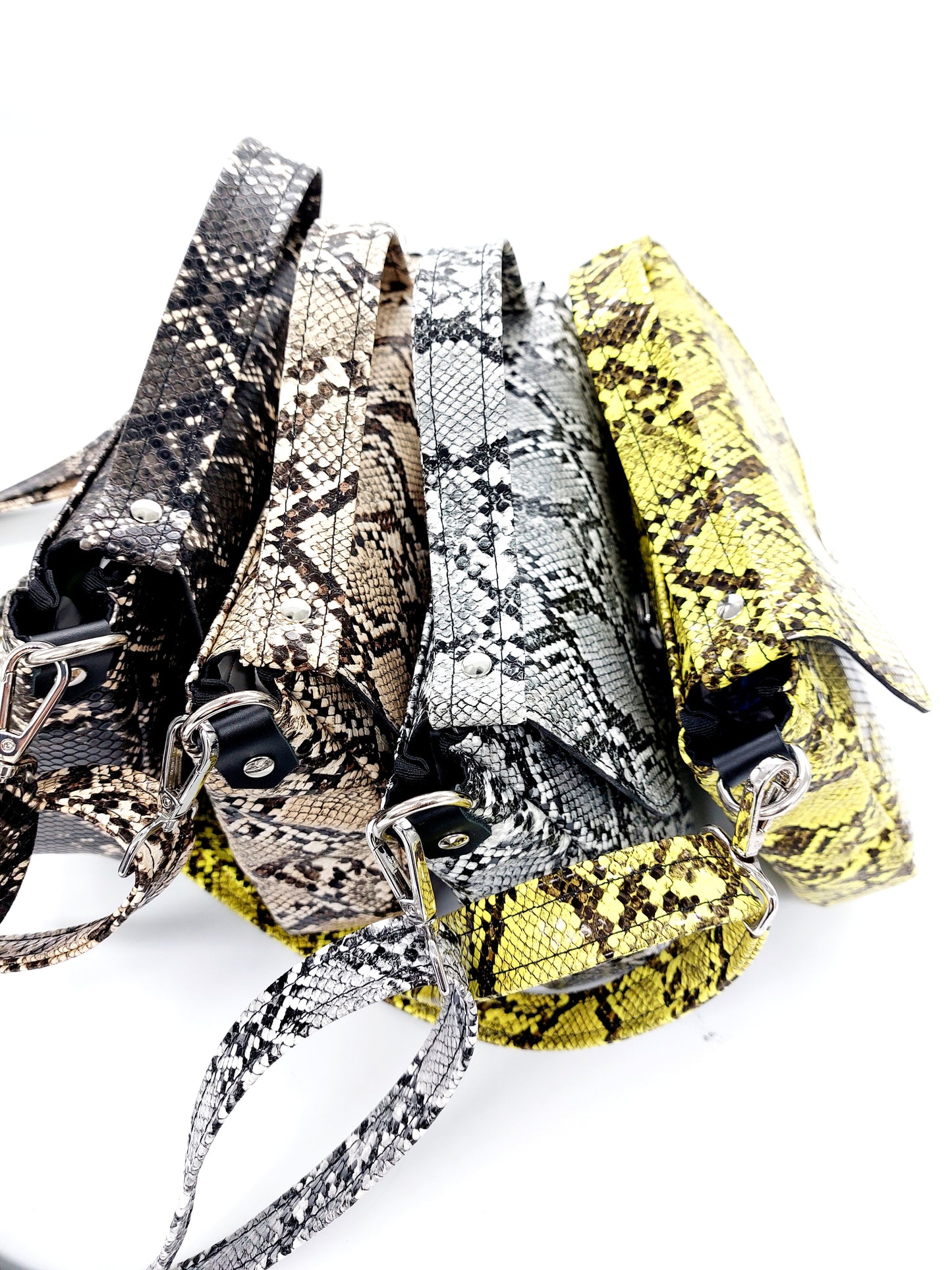 "DOTTY" VEGAN mini SIMILPELLE PITONE grigio chiaro