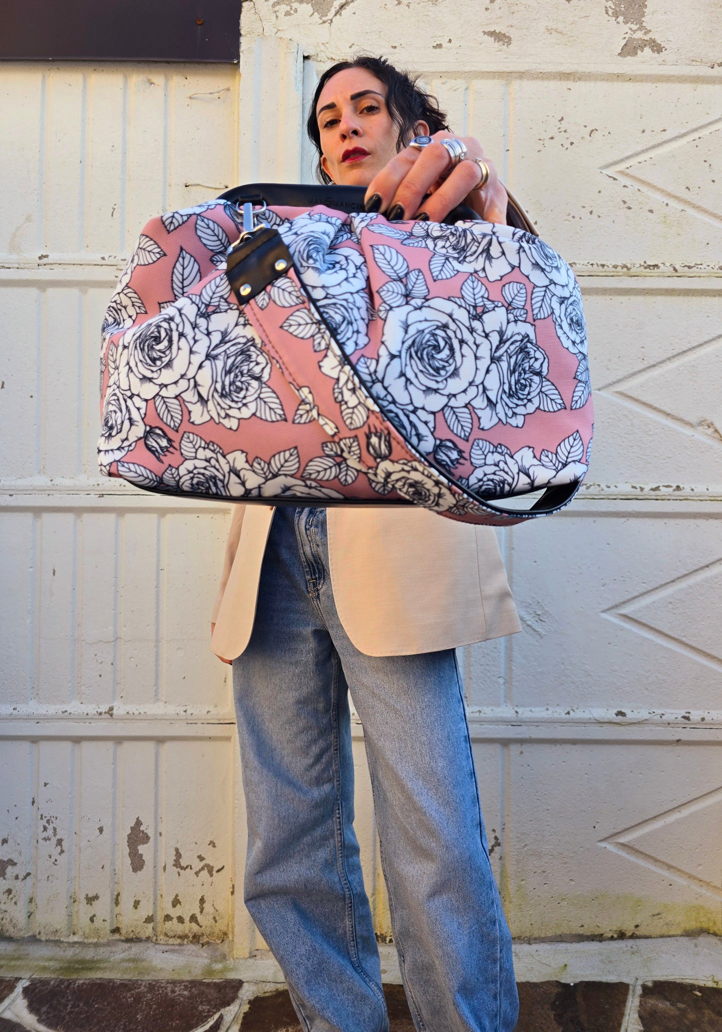 BORSA CLIC CLAC nero / rose