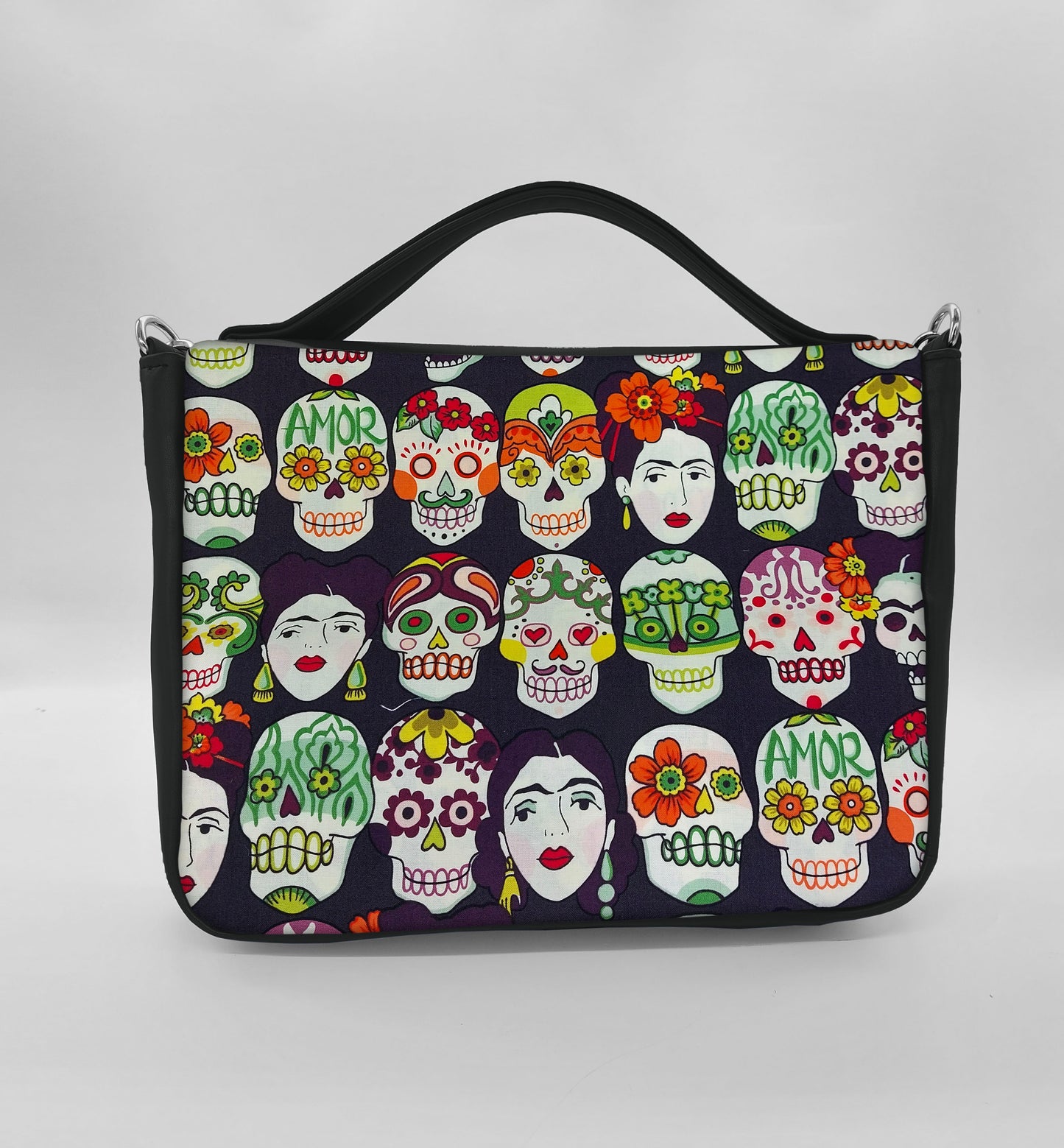 "DOTTY" VEGAN midi SIMILPELLE nero/frida teschi