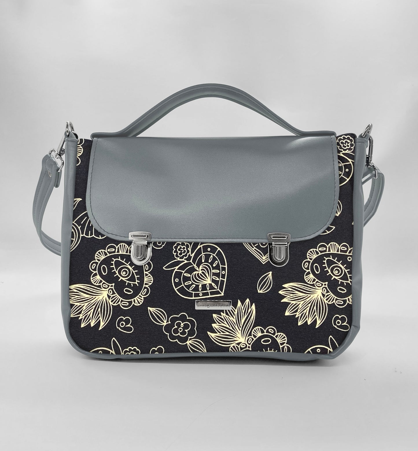 "DOTTY" VEGAN midi SIMILPELLE grigio/ex voto nero