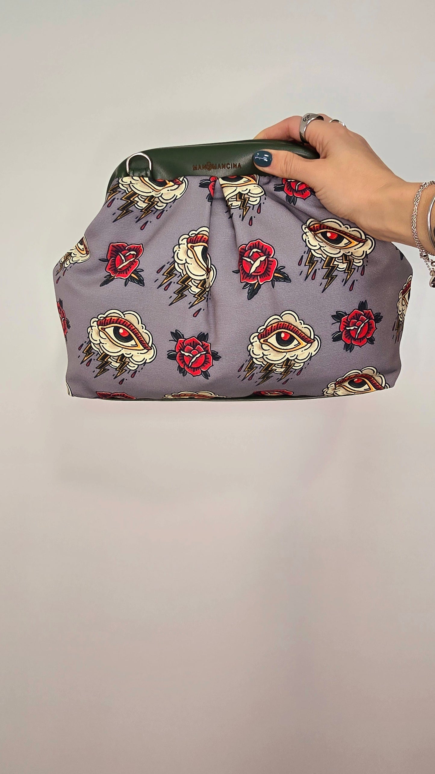 BORSA CLIC CLAC verde / tatto grigio