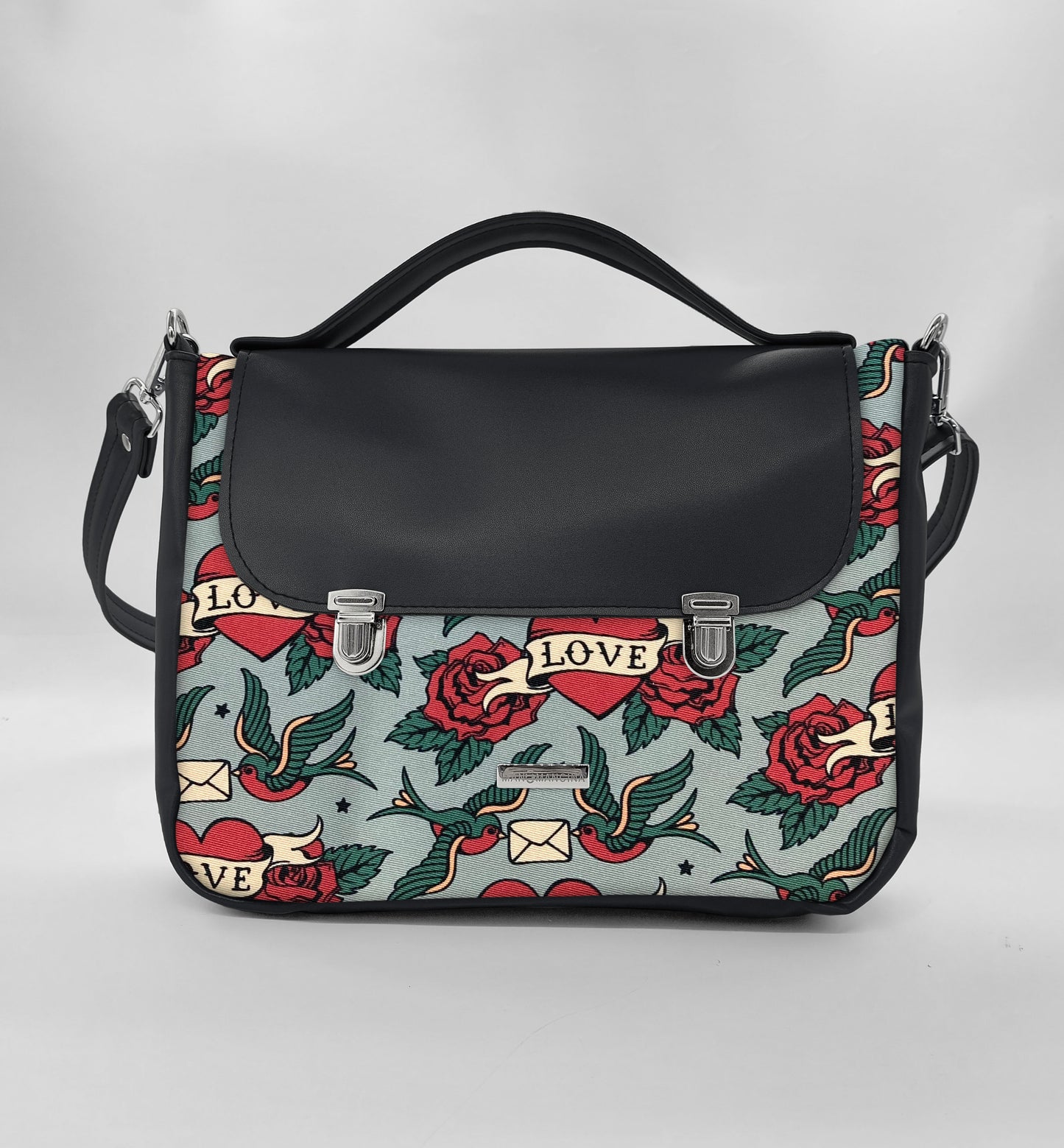 "DOTTY" VEGAN midi SIMILPELLE nero/ rondini love