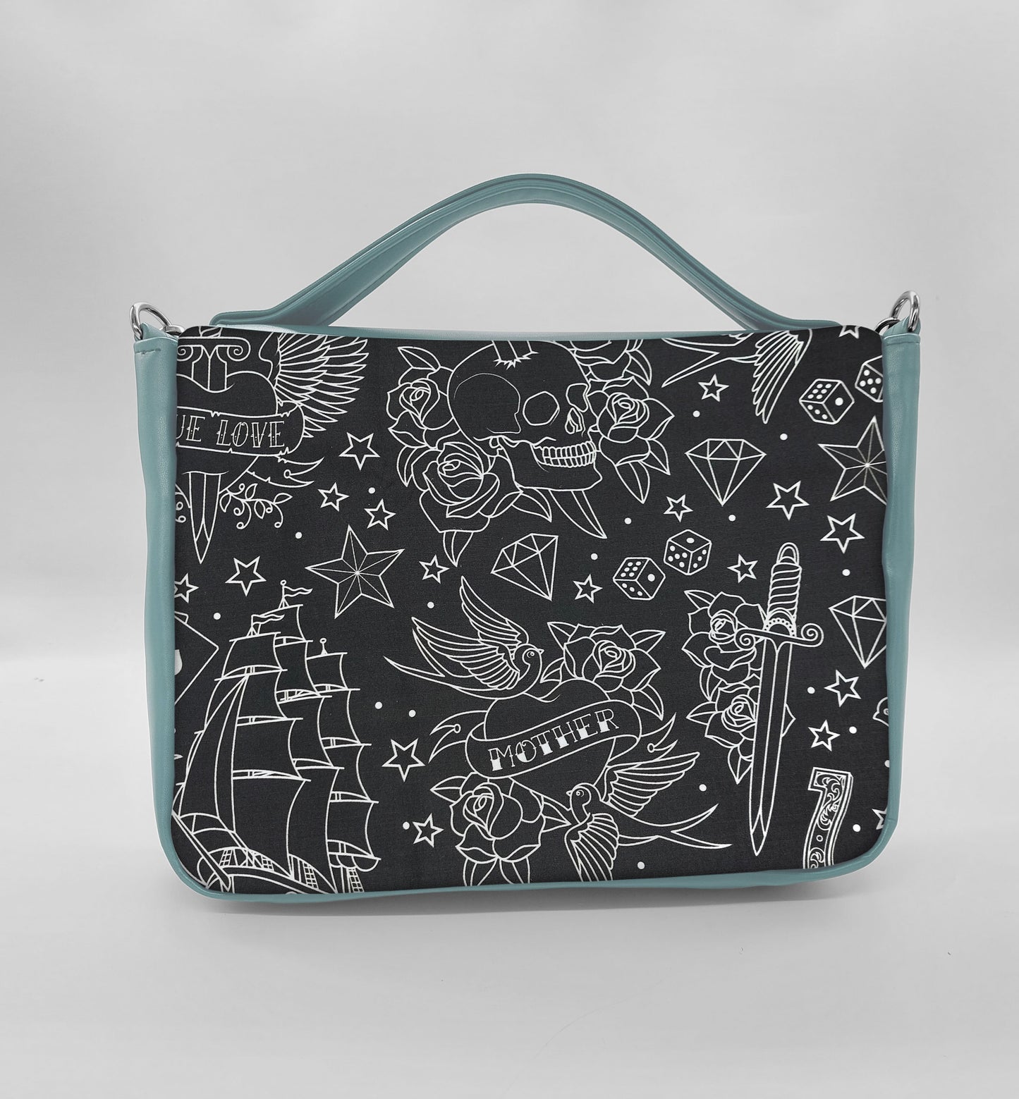 "DOTTY" VEGAN midi SIMILPELLE verde pastello/ tattoo black