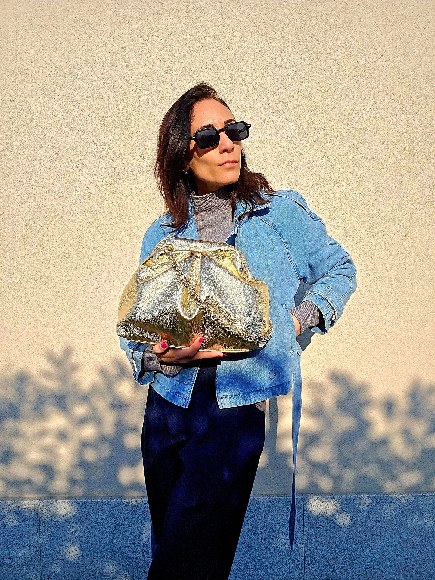 BORSA CLIC CLAC oro chiaro