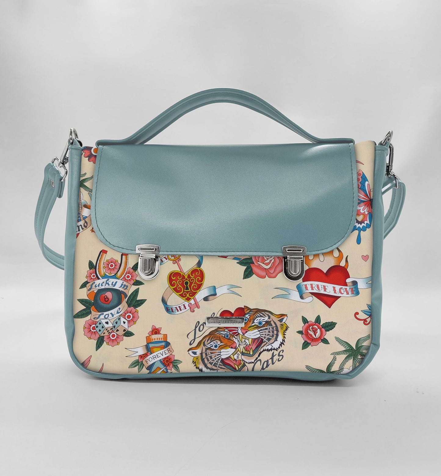 "DOTTY" VEGAN midi SIMILPELLE verde pastello/ new love beige