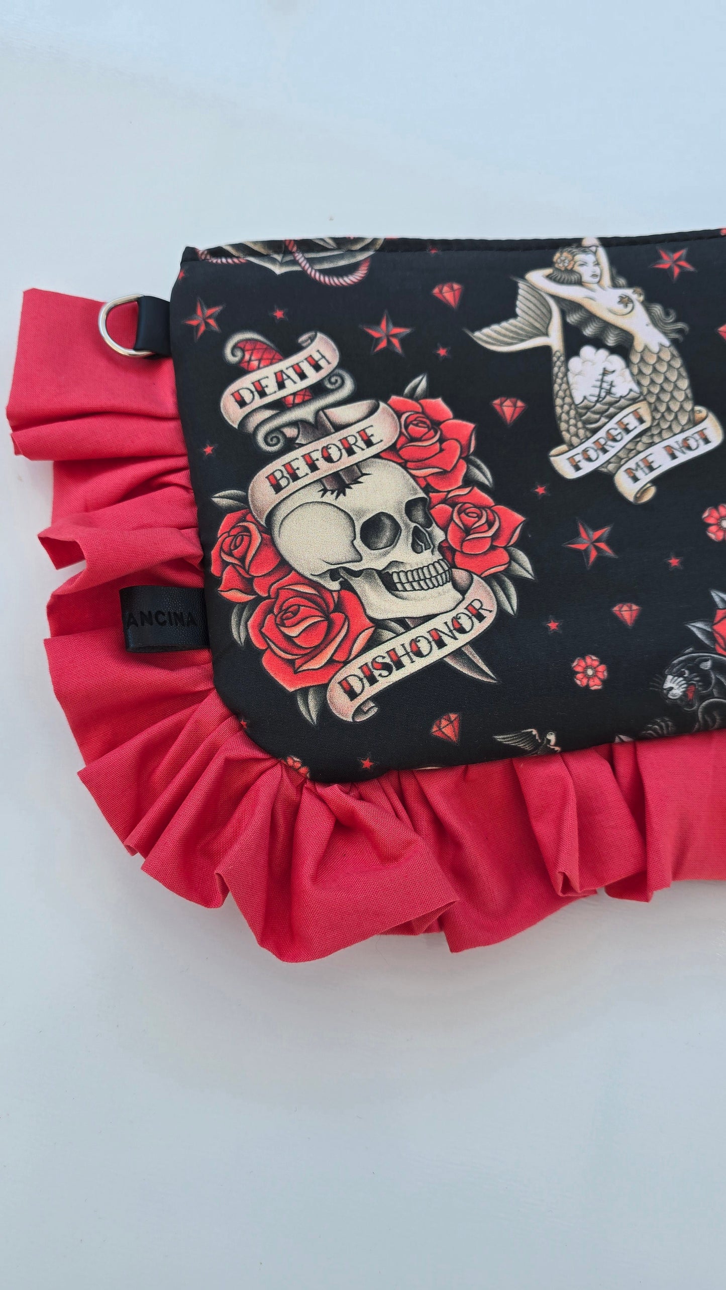 "MIRTA" pochette con rouches TATTOO MOTHER