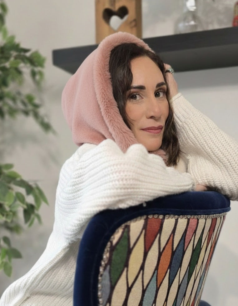 BALACLAVA ecopelliccia rosa antico/interno rosa antico