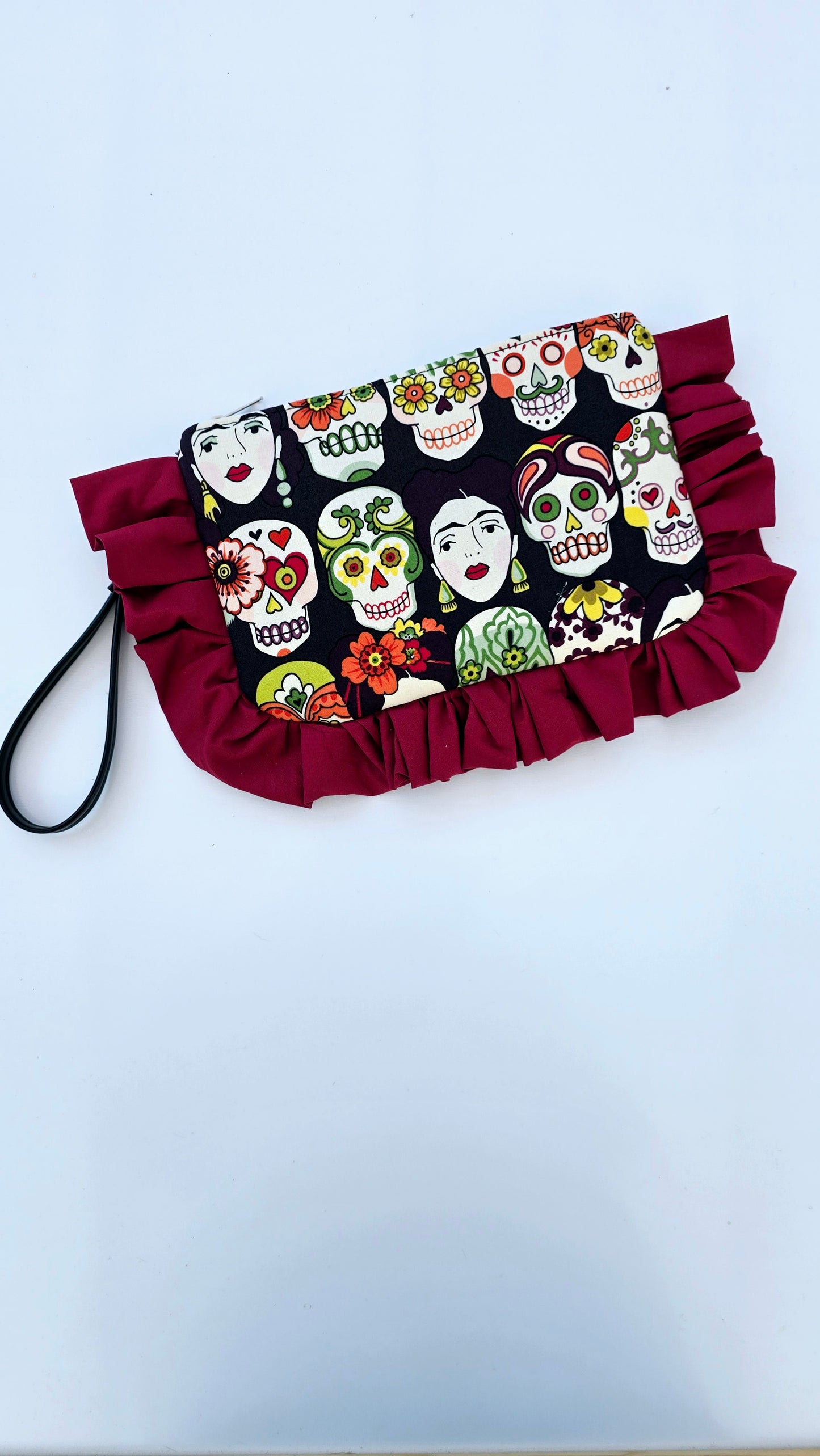 "MIRTA" pochette con rouches teschi Frida