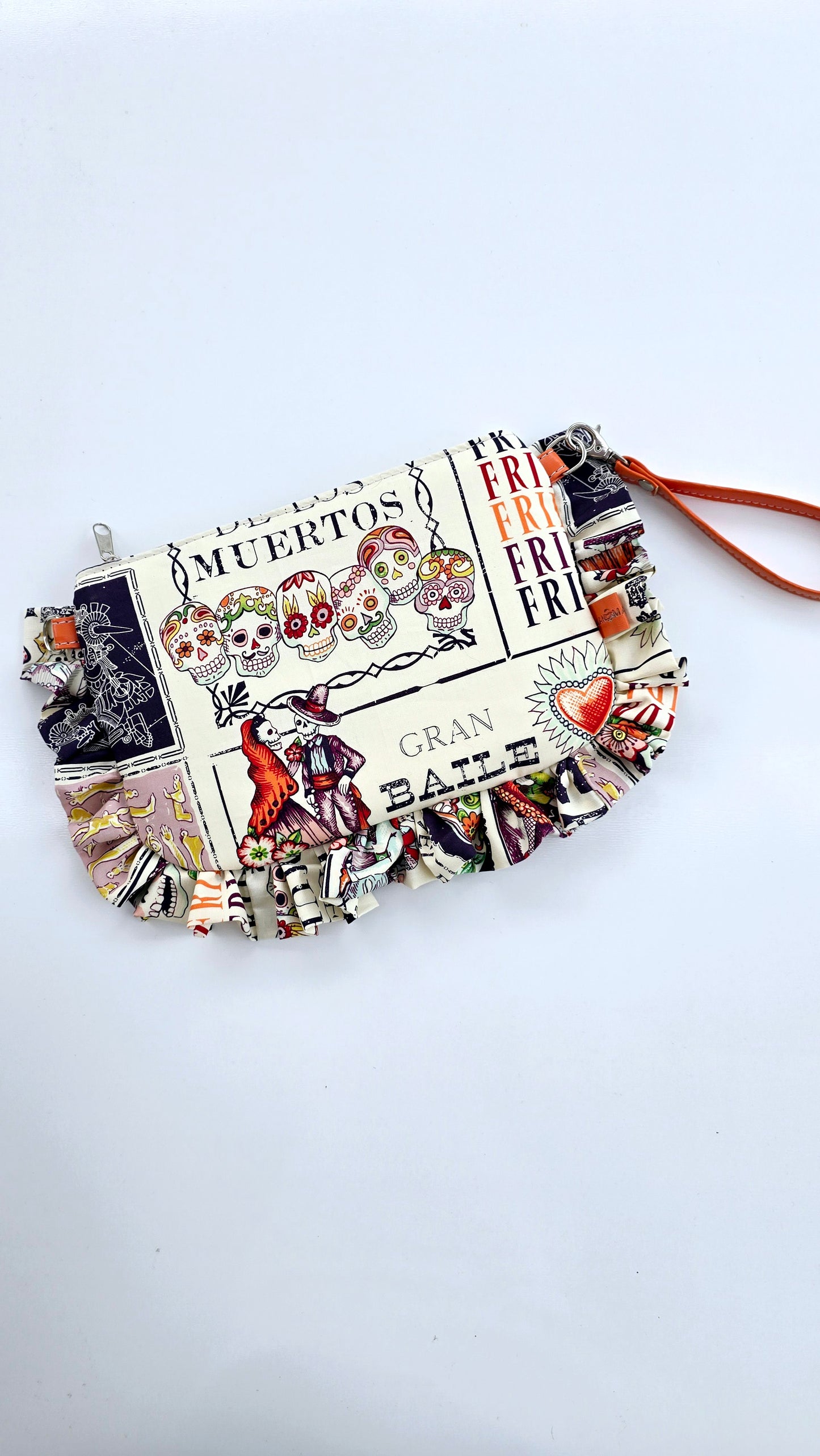 "MIRTA" pochette con rouches FRIDA CALAVERAS pezzo unico