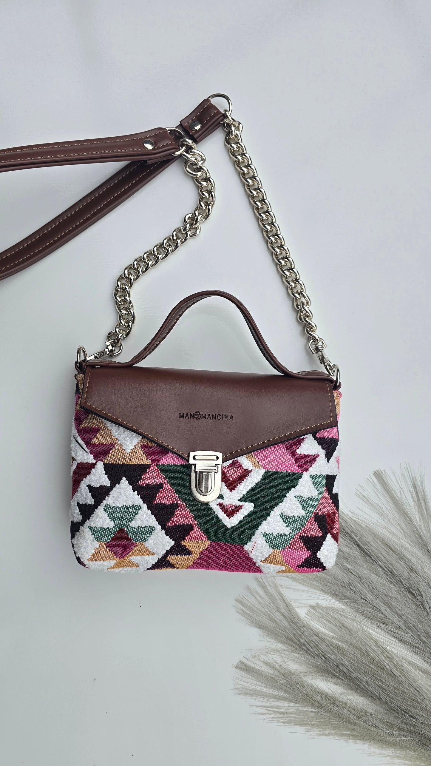 BORSETTA chocolate / kilim bordeaux