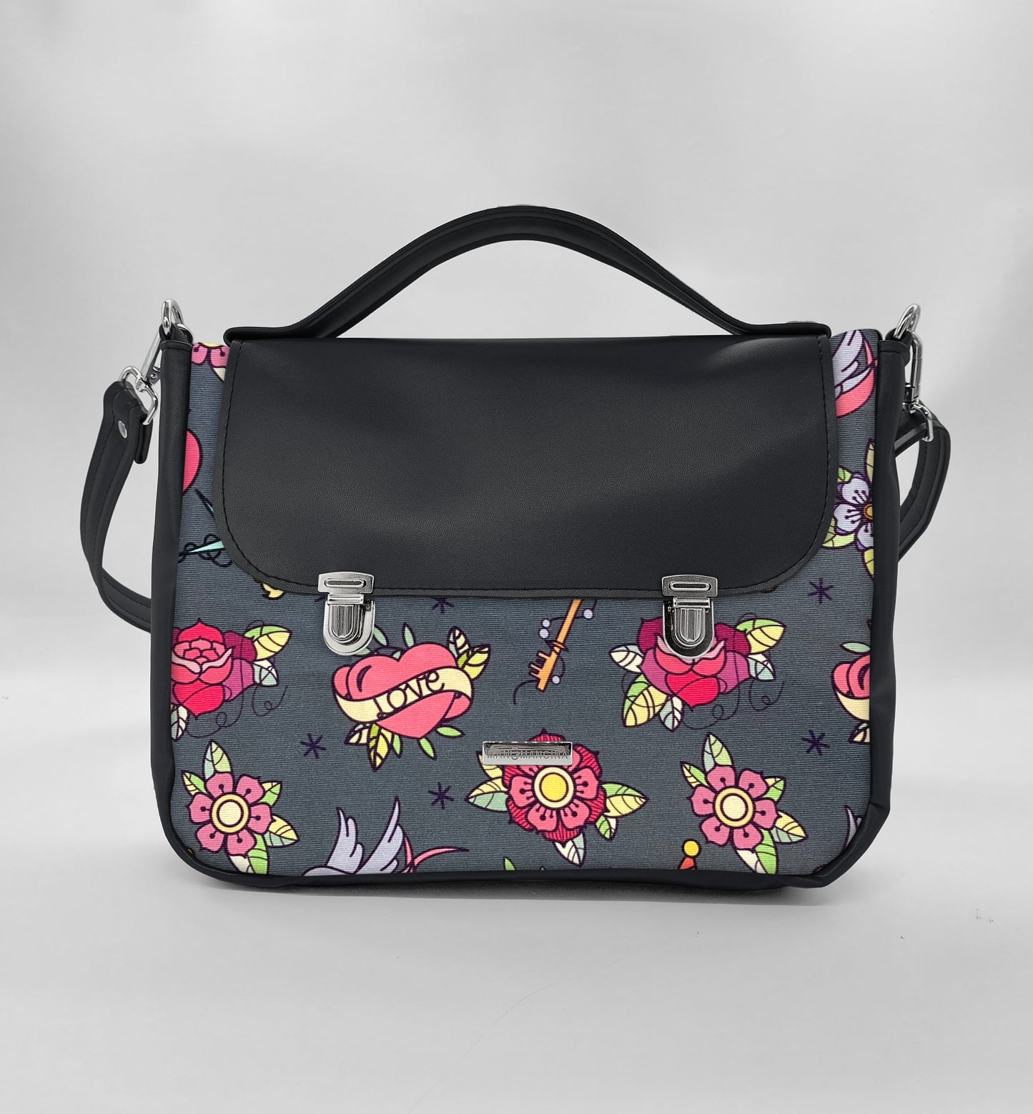 "DOTTY" VEGAN midi SIMILPELLE nero/ love pink